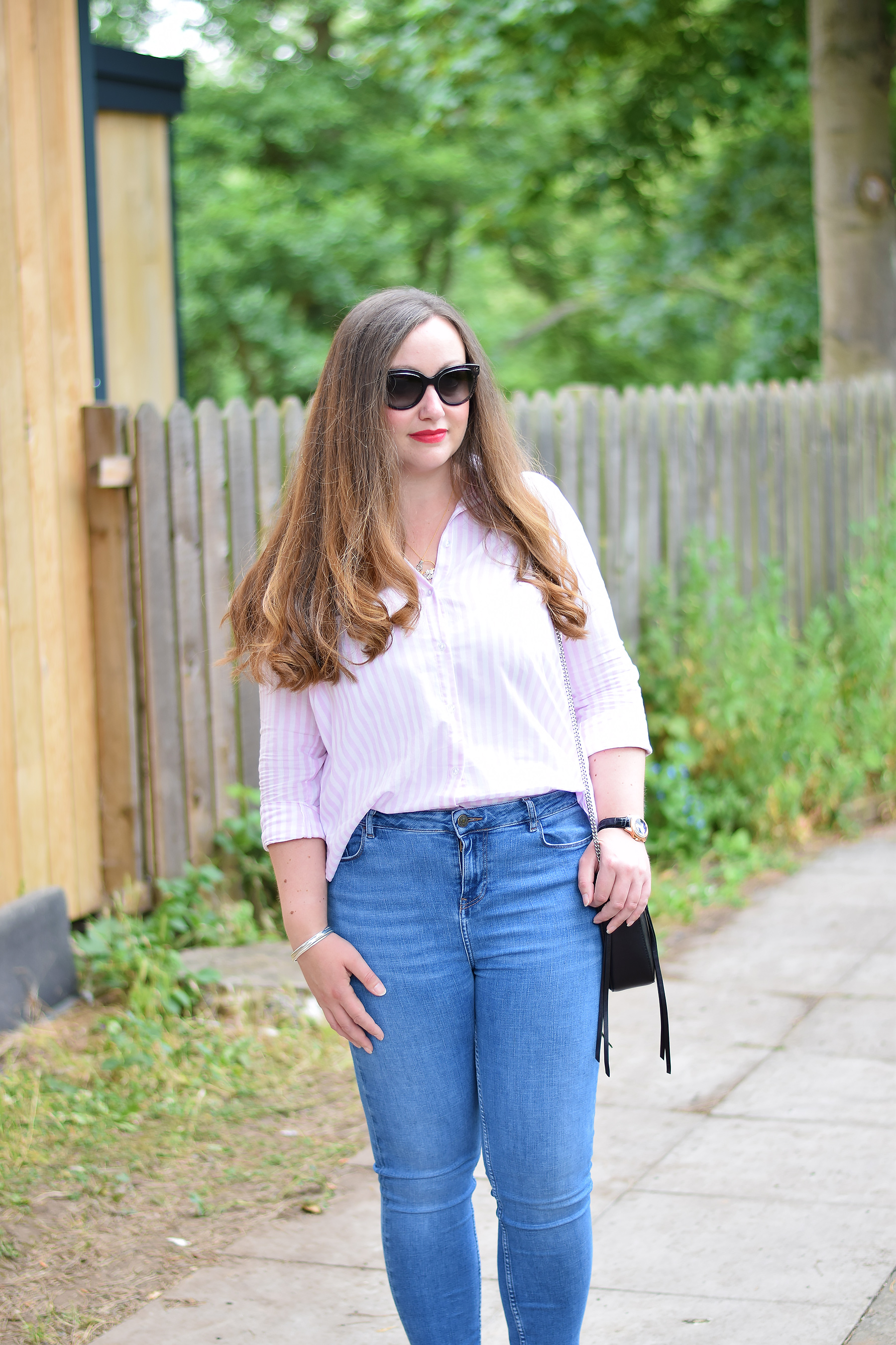 Pink And White Cotton Shirt Outfit