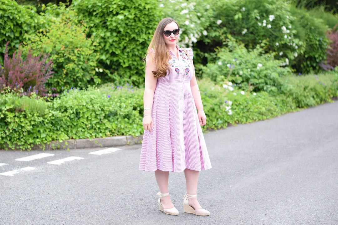 ZARA STRIPED DRESS WITH EMBROIDERY