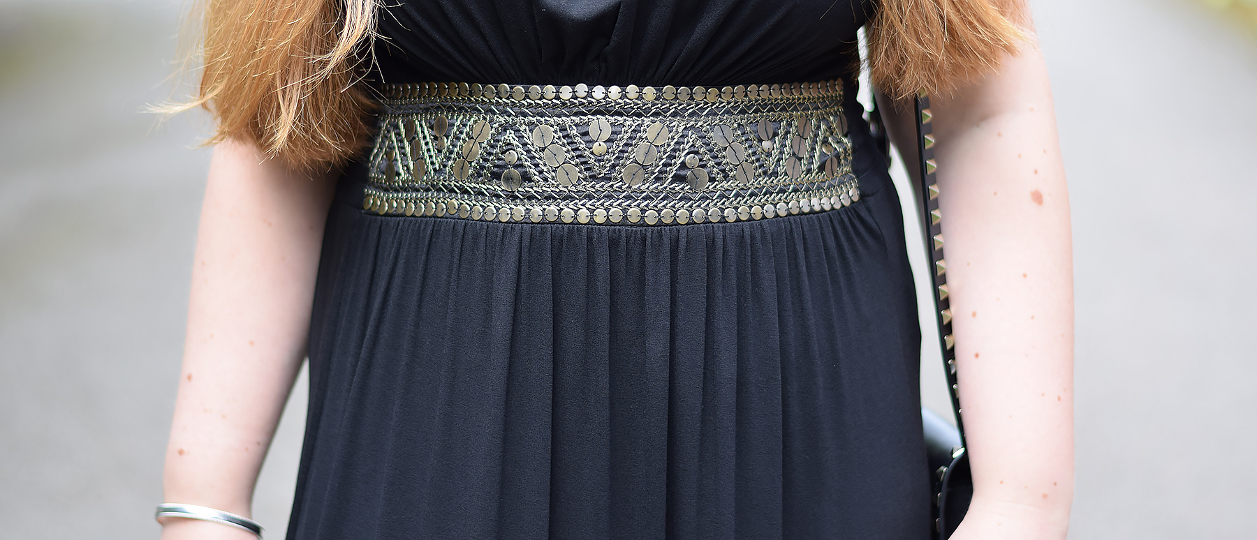 Gold Sequin Detail on Maxi Dress