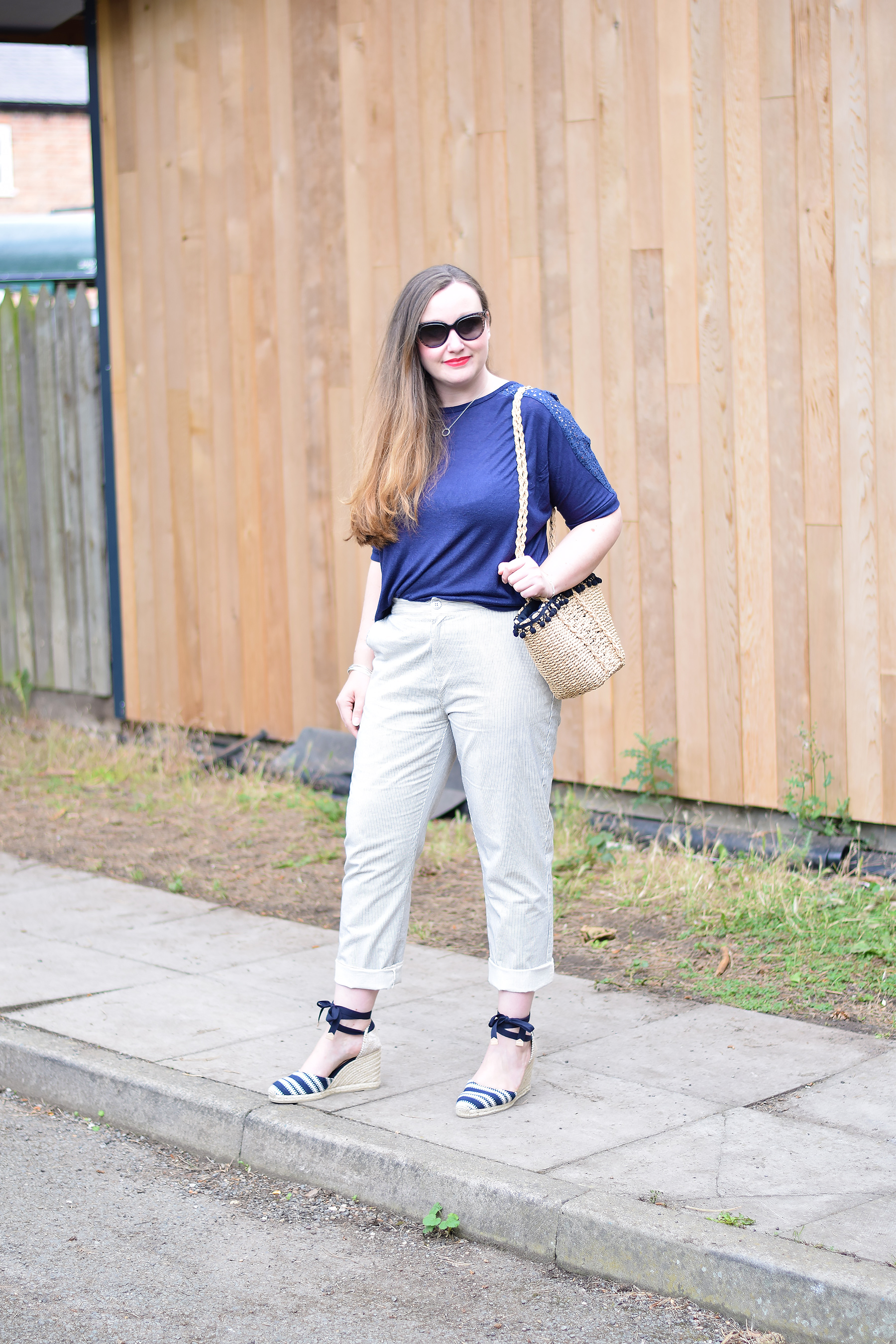 Zara striped cropped trousers outfit
