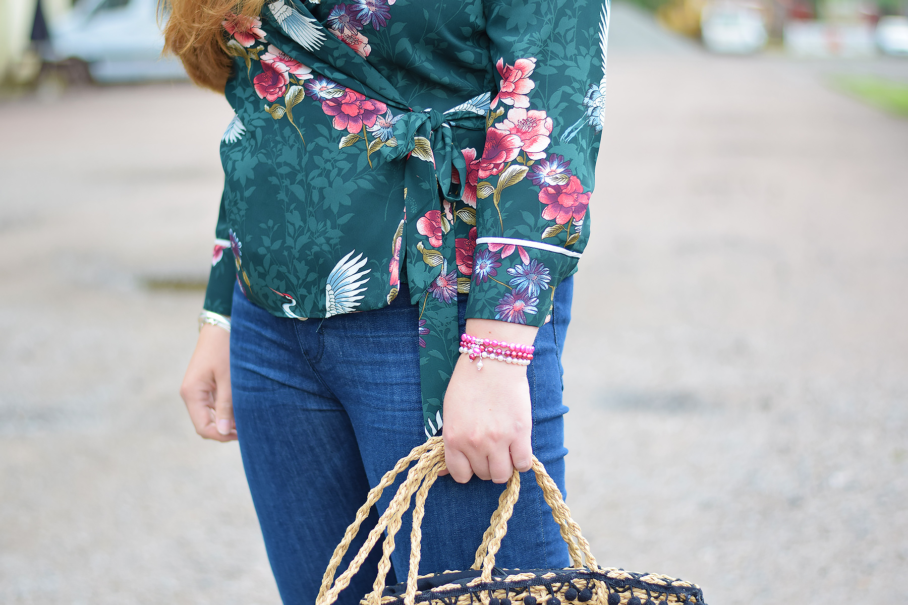 green floral blouse zara