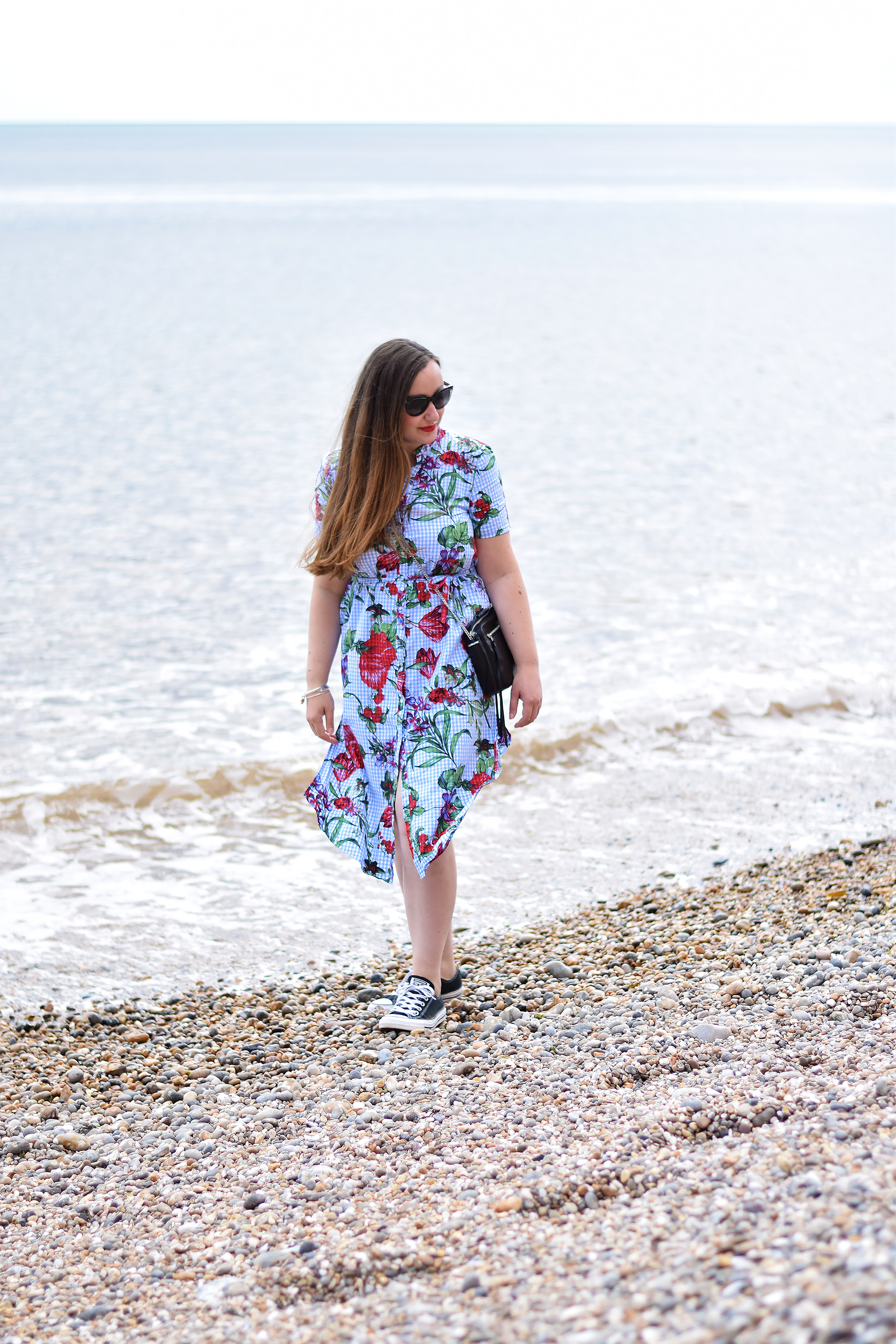 Gemma Jacquard Flower Blog wearing zara Gingham Dress In Devon