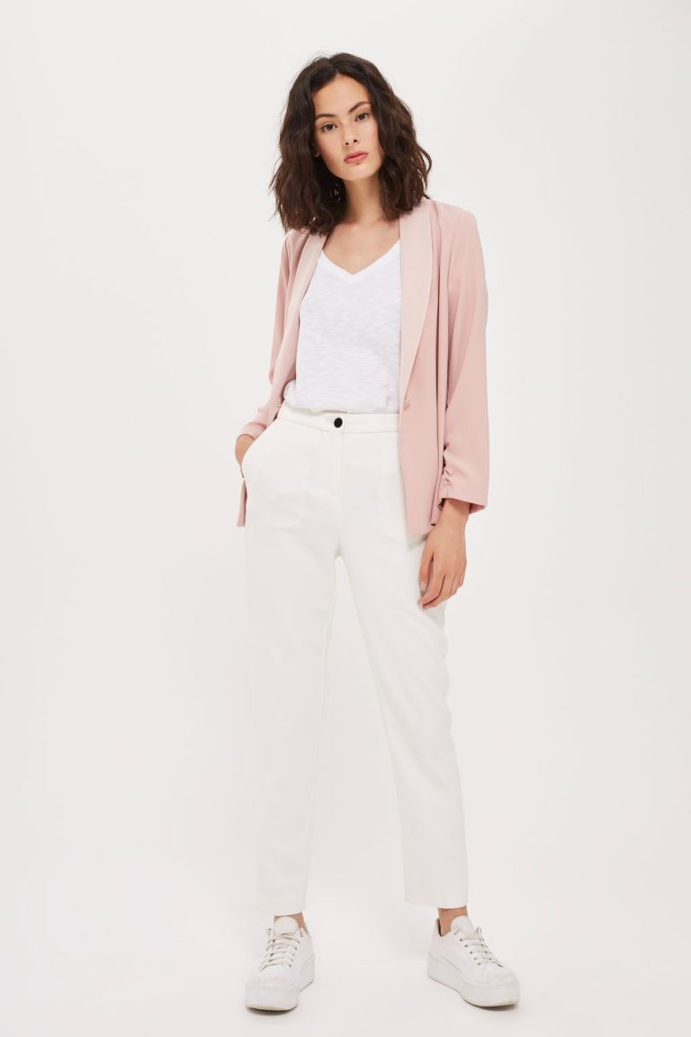 pastel pink blazer outfit