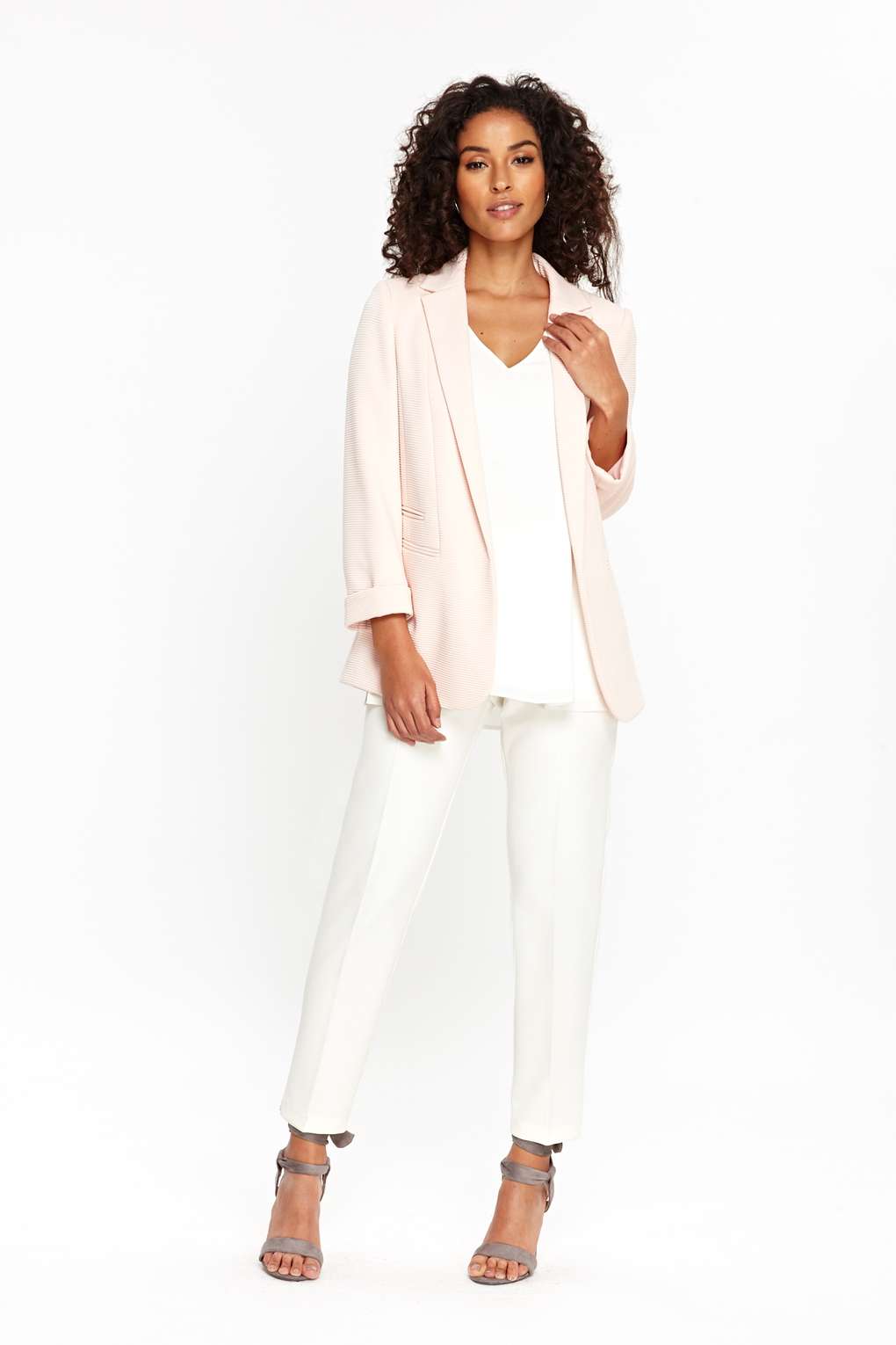 Pastel Pink Blazer Outfit Ideas JacquardFlower