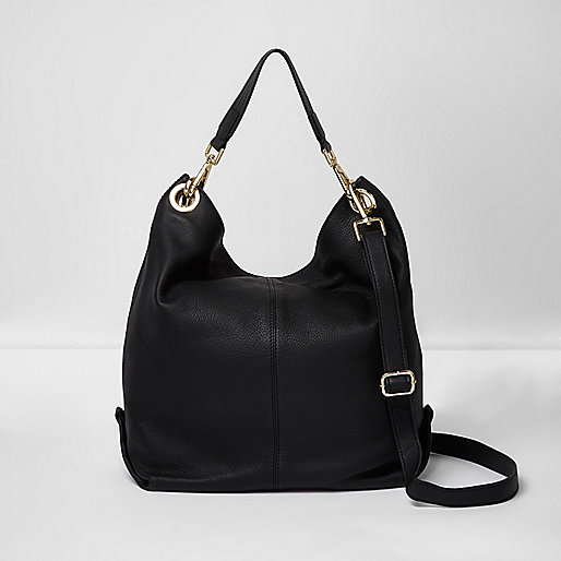River Island Black Leather Slouch Bag