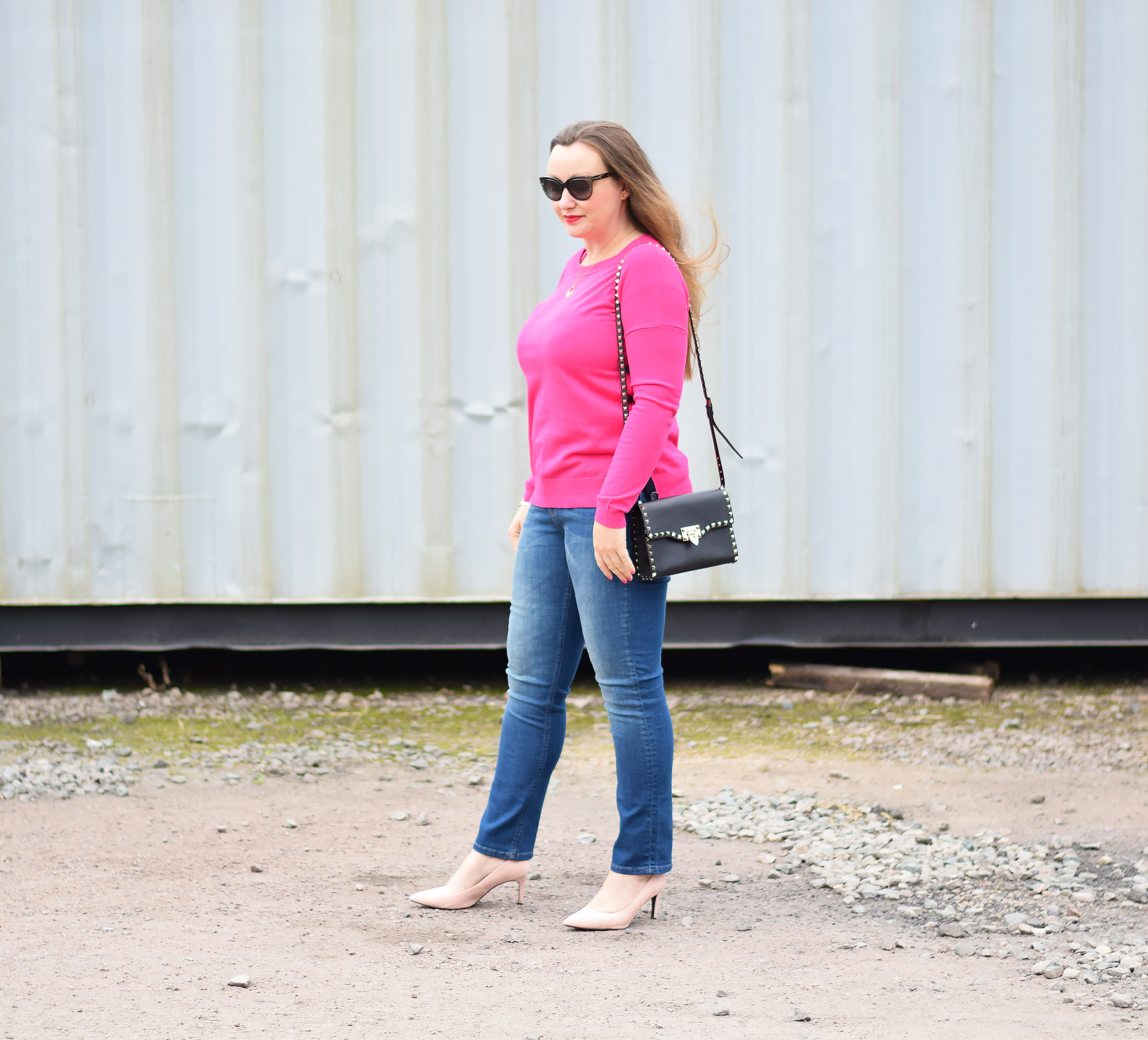 Boden Pink Jumper Outfit and Cavendish Girlfriend Jeans