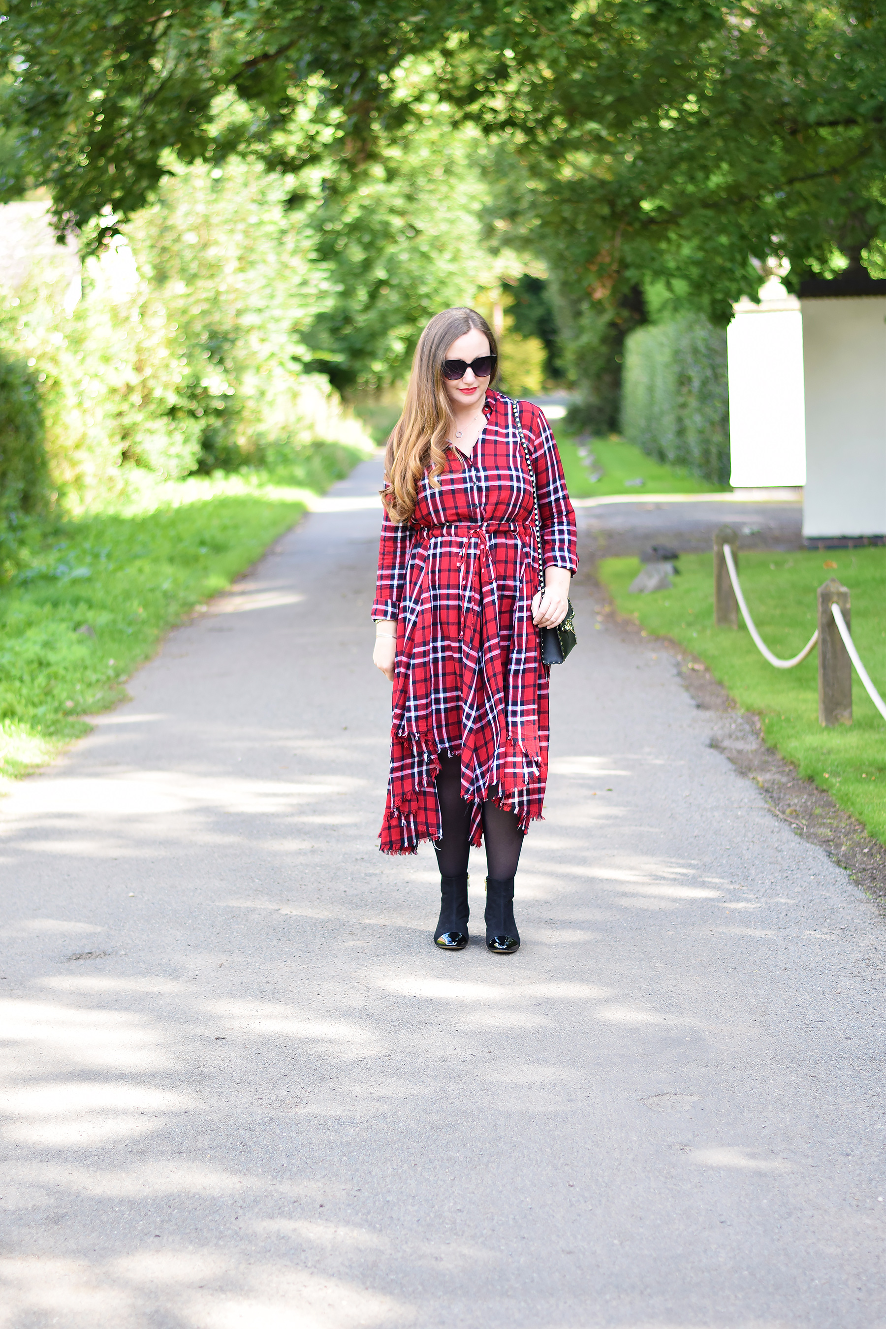 Red check shop dress zara