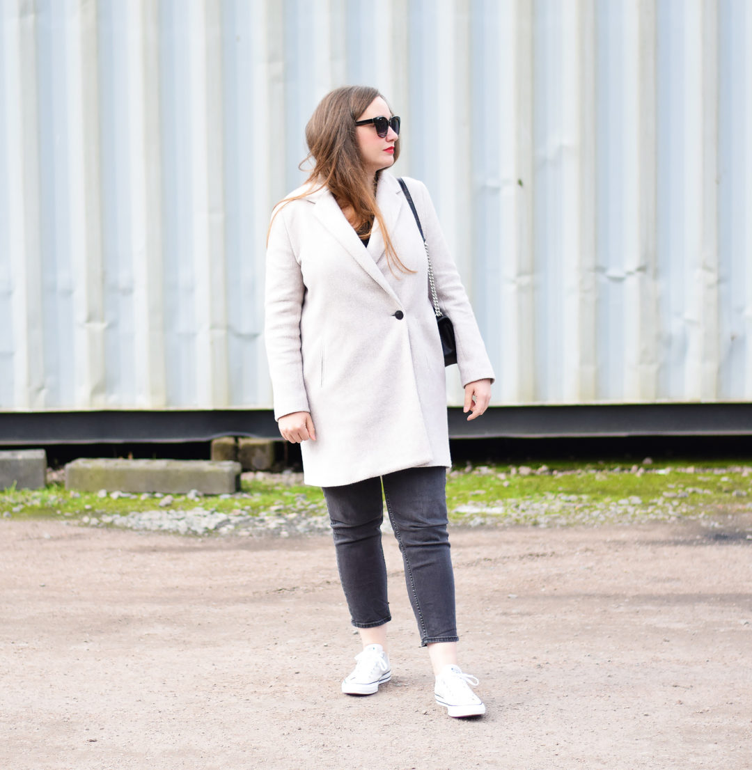 Light Grey Coat Outfit JacquardFlower