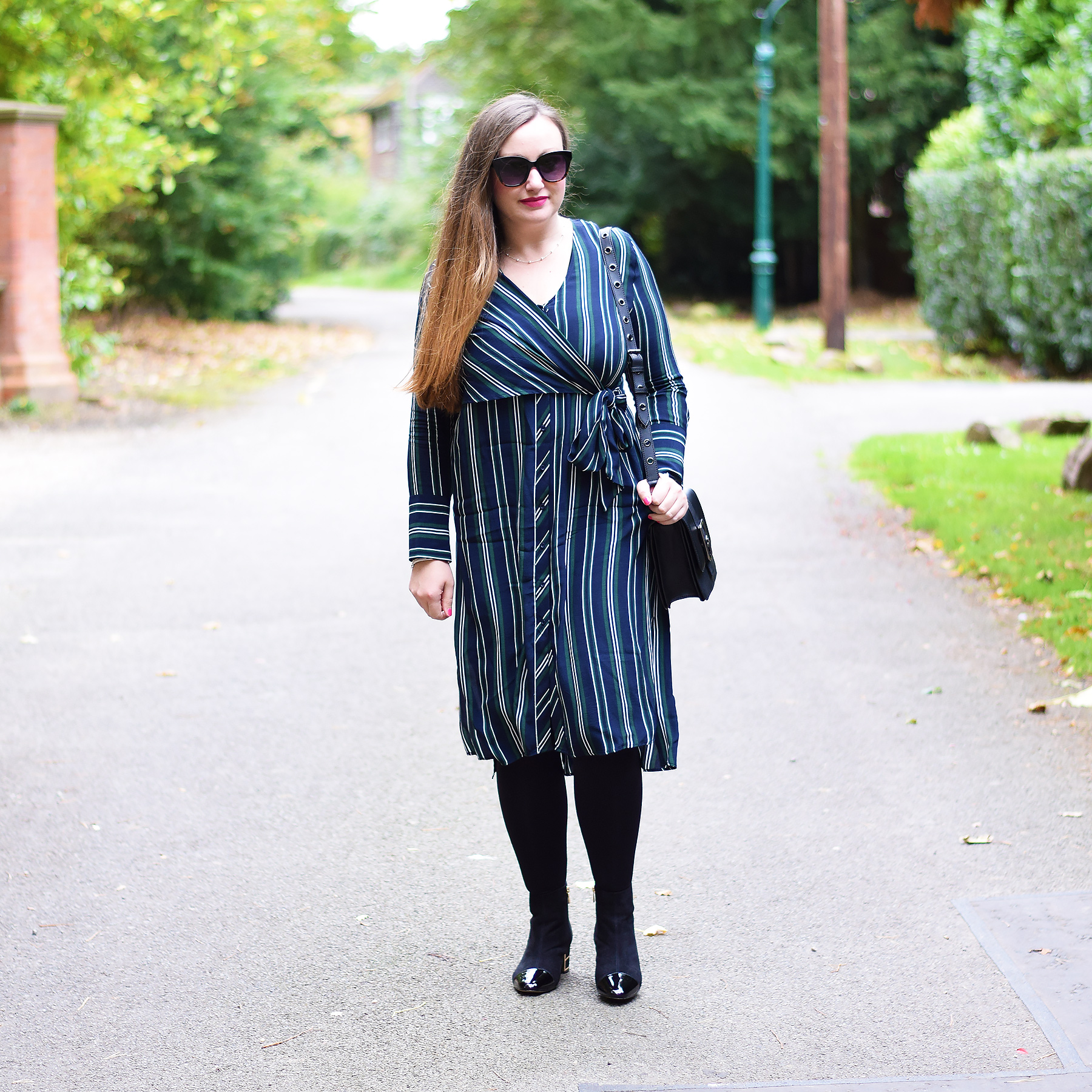 zara green striped dress