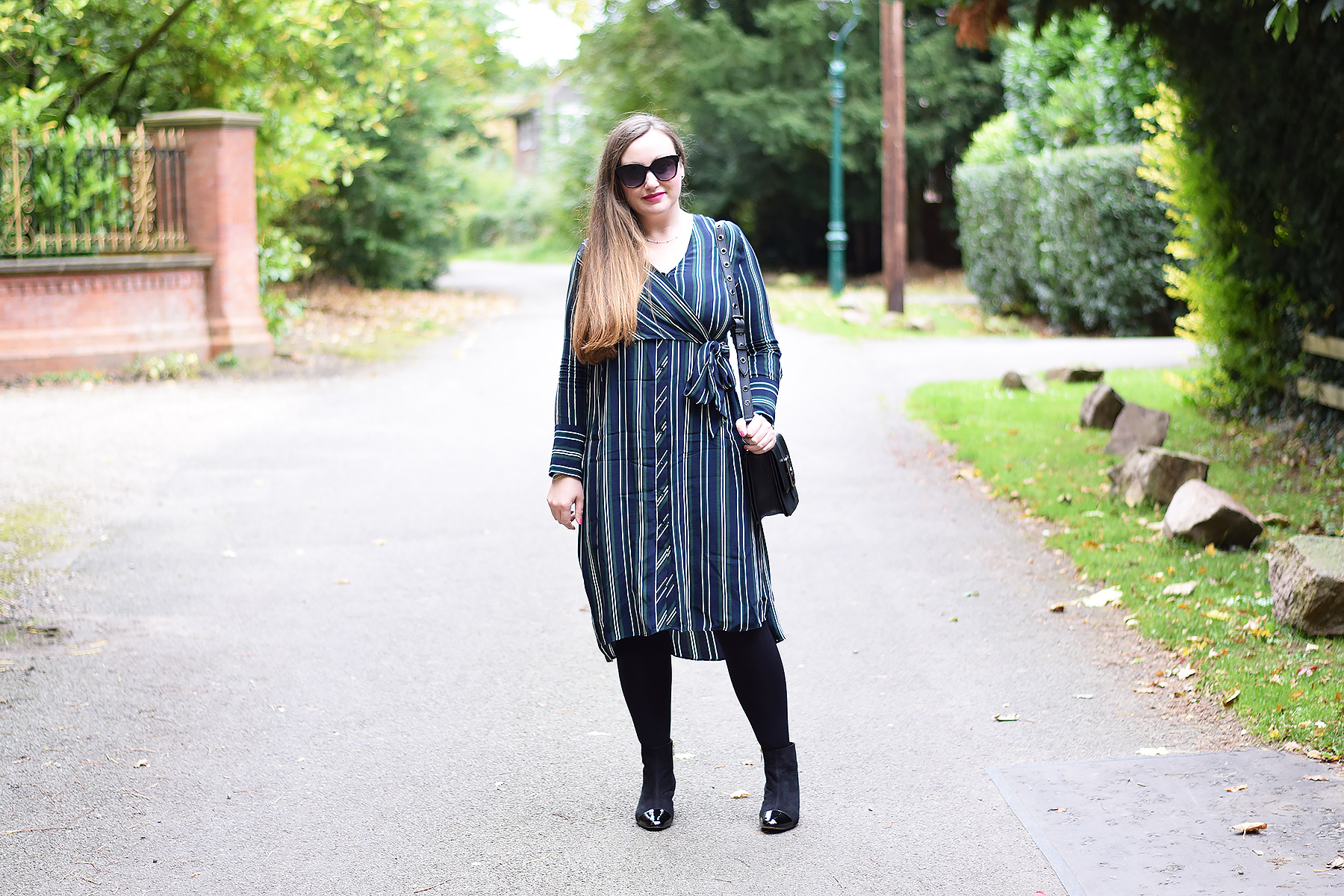 Vertical striped midi dress hot sale