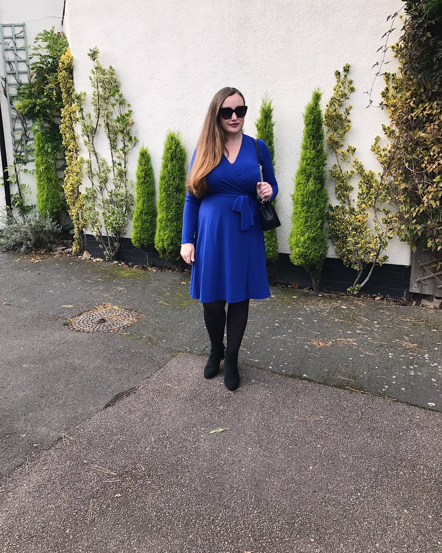 Blue Wrap Dress Outfit