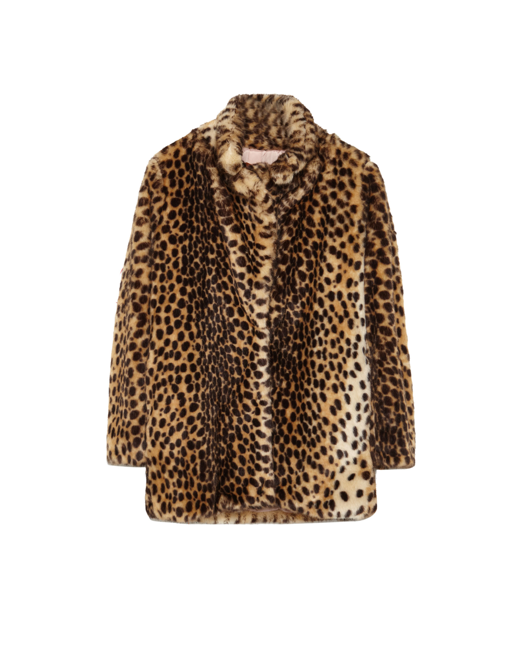 Collarless leopard print coat sales