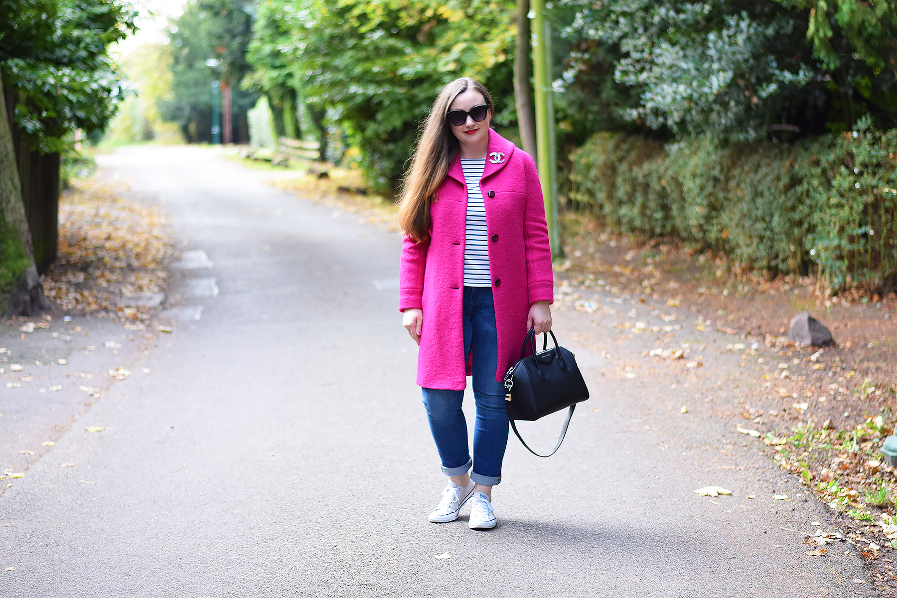 Bright Pink Coat Outfit JacquardFlower