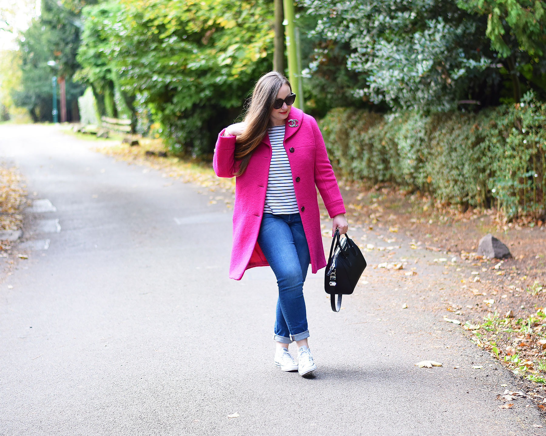 Bright Pink Coat Outfit JacquardFlower