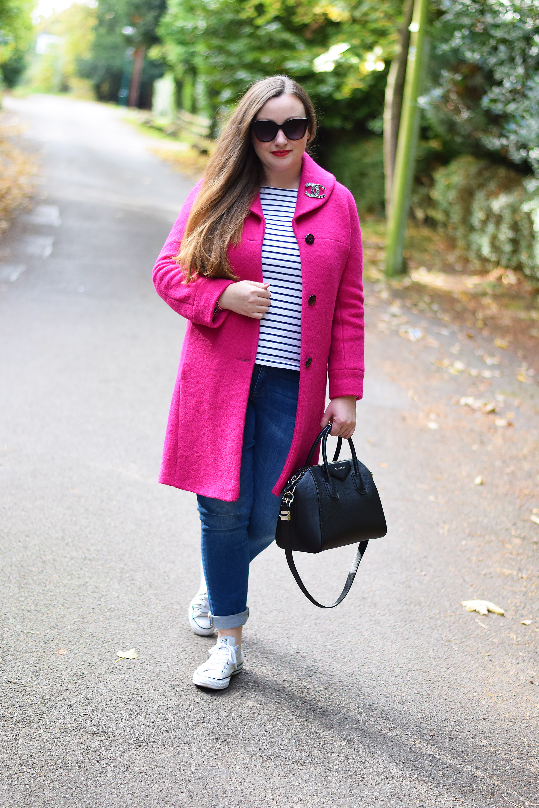 Bright Pink Coat Outfit - JacquardFlower