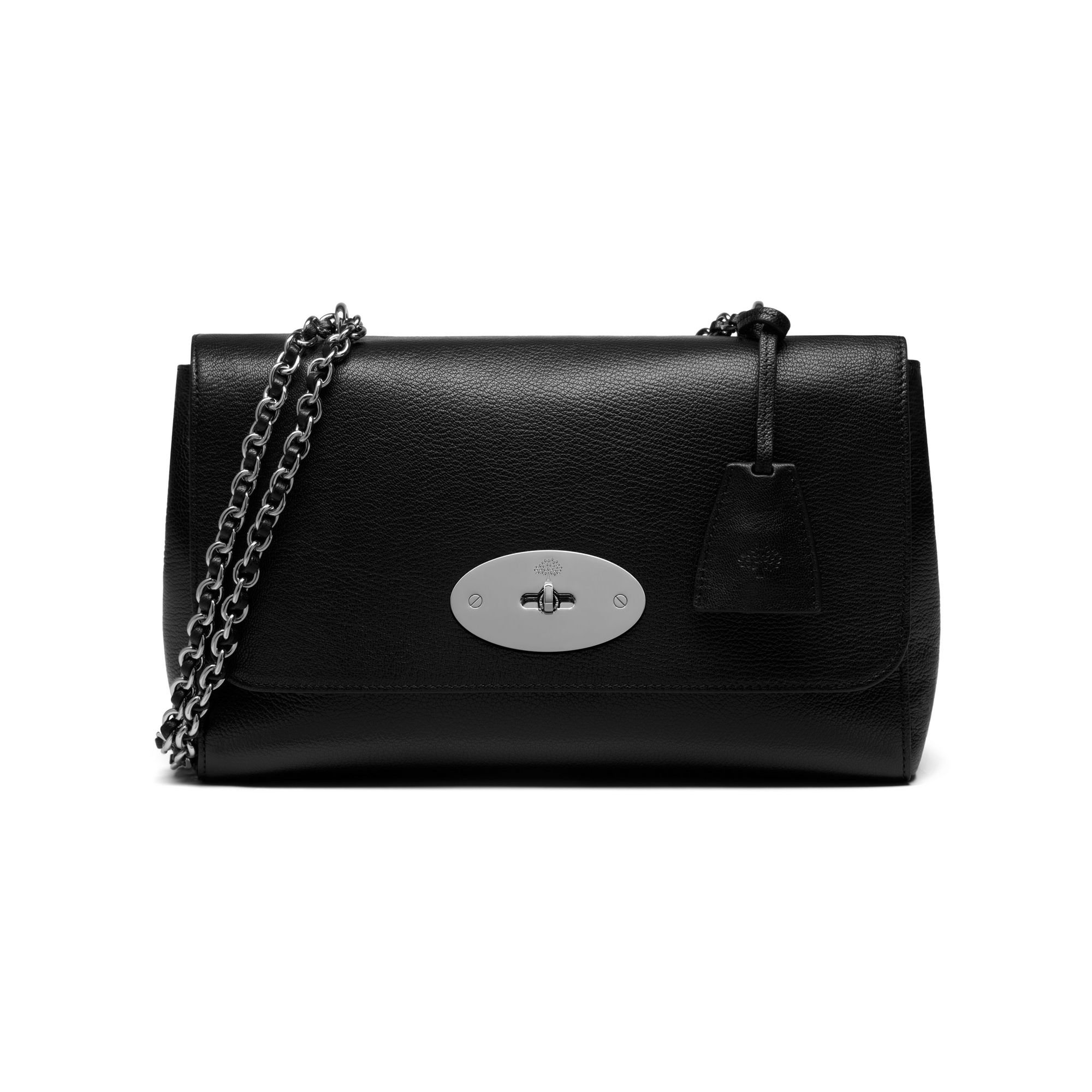 Mulberry Medium Lily - Black Glossy Goat with silver Hardware