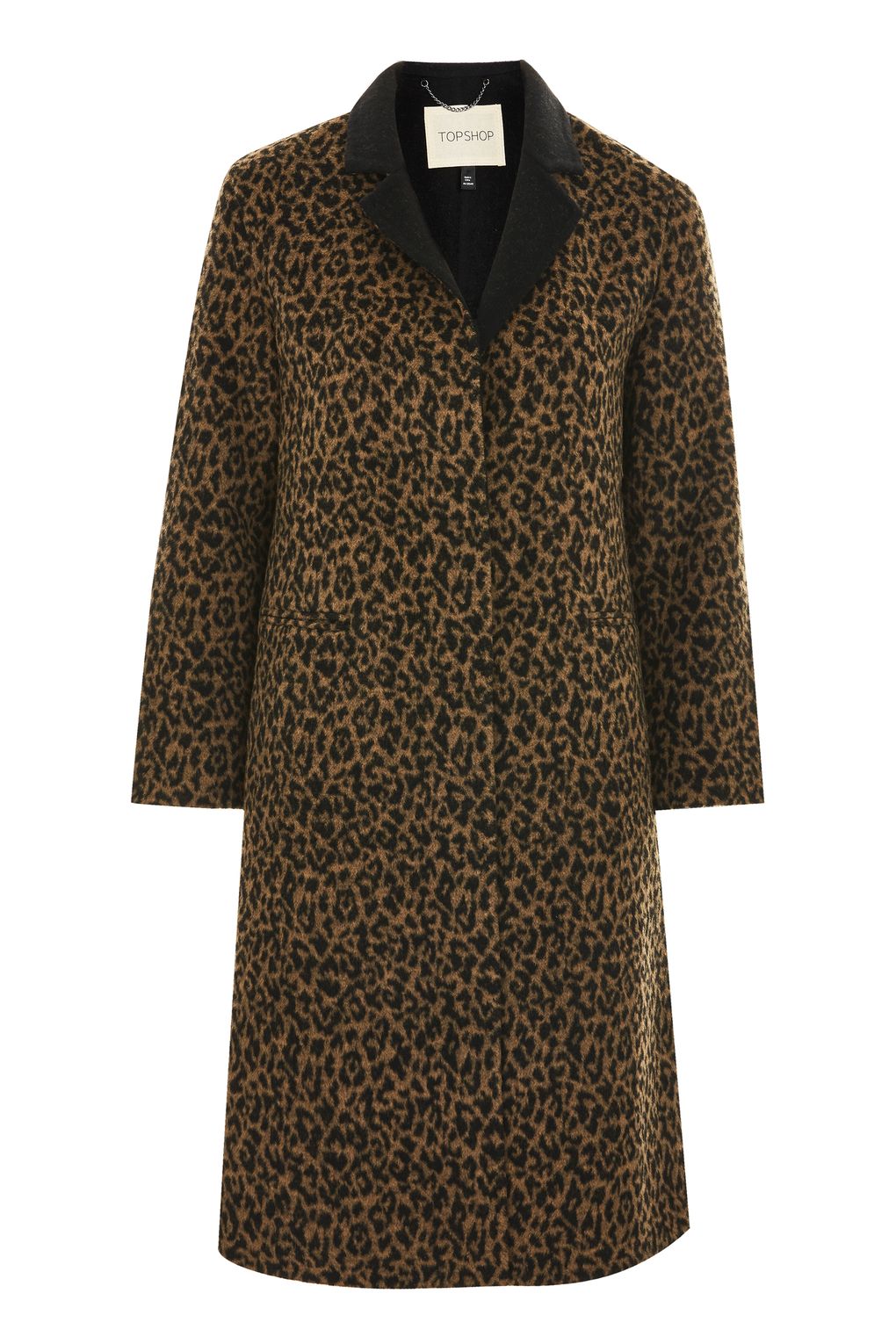 Topshop Button Seamed Leopard Print Coat 