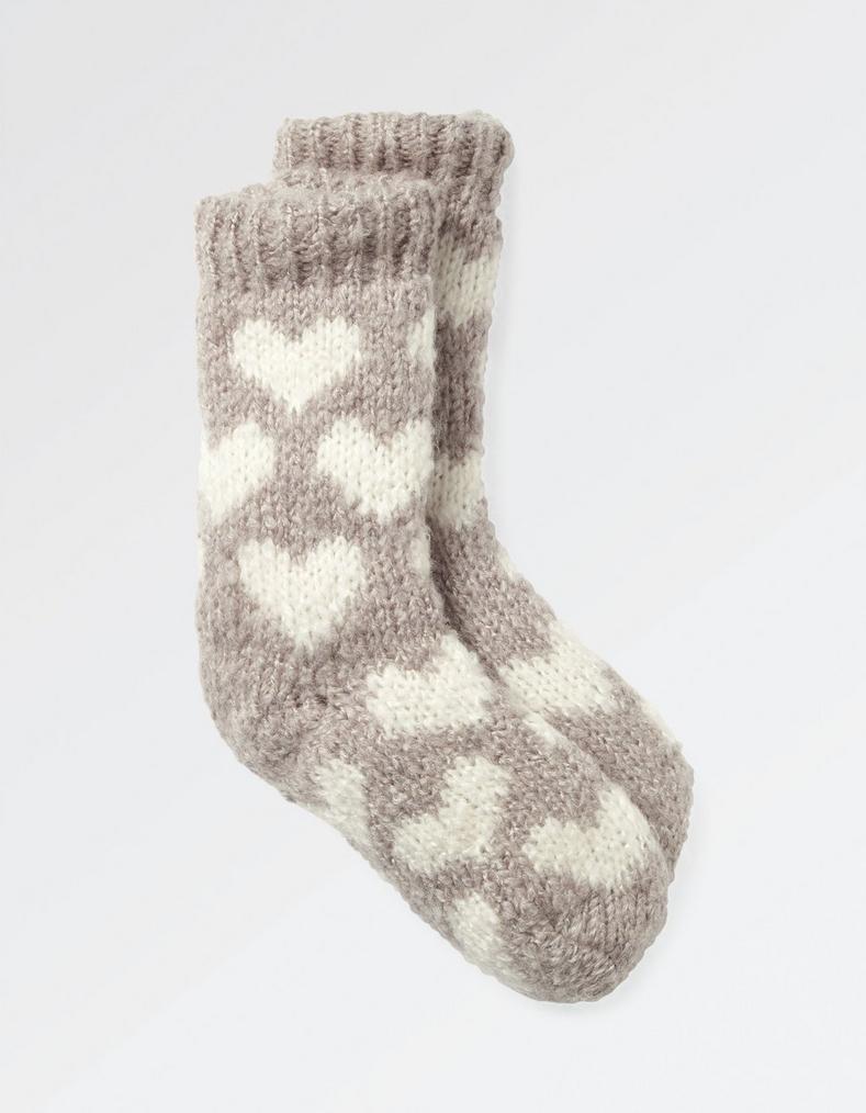 Fat Face Heart Knit Bed Socks