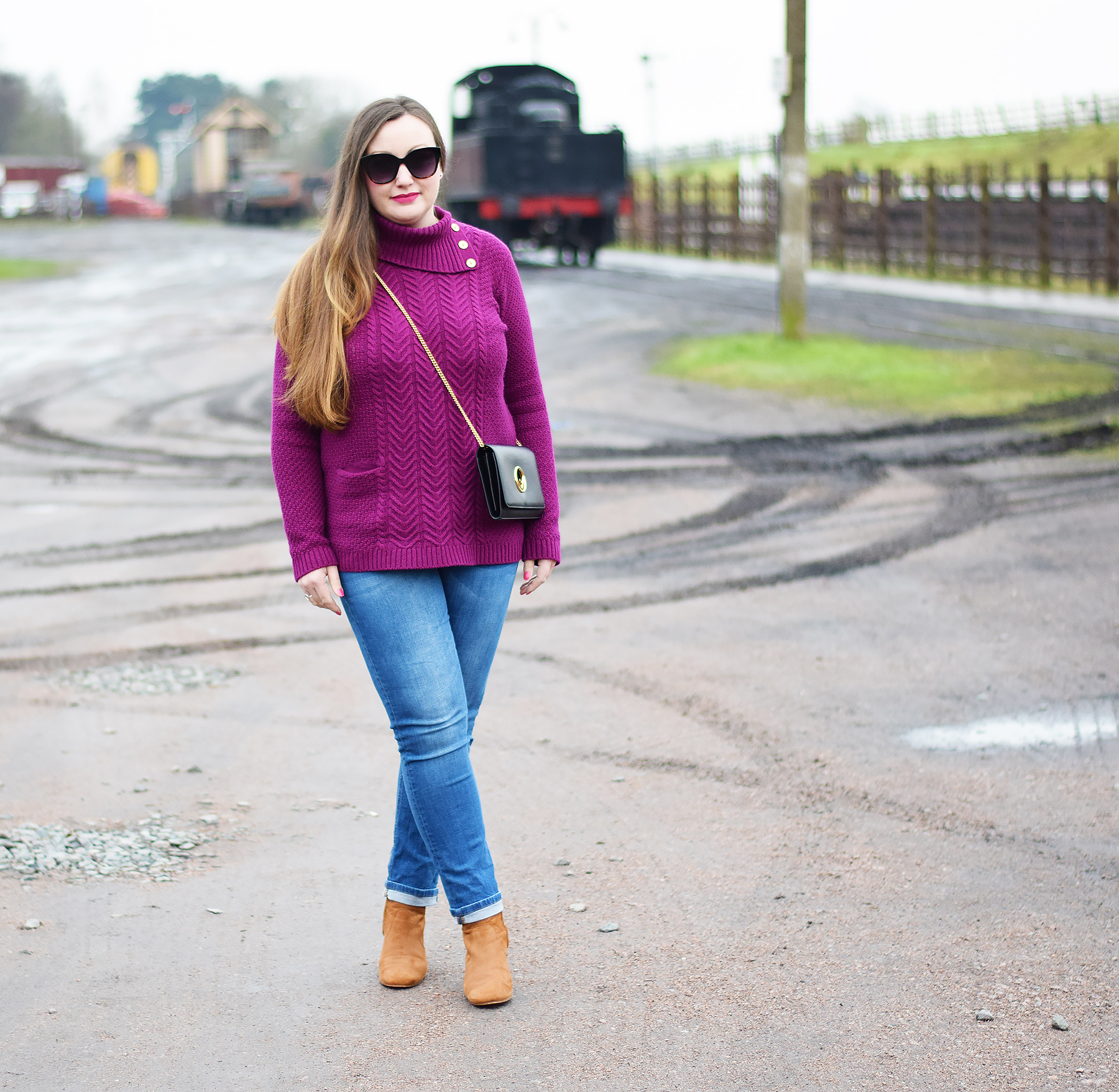 Purple jumper outfit