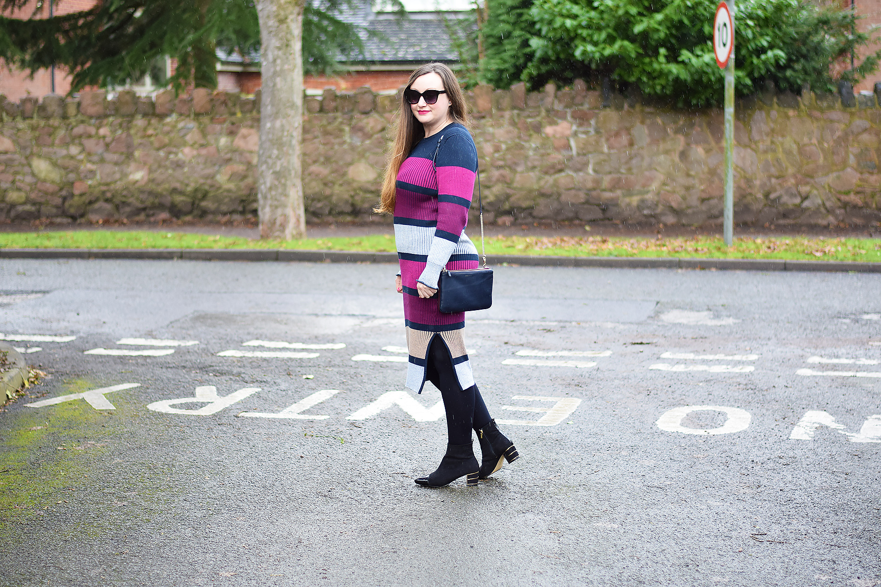 How to style a striped sweater dress