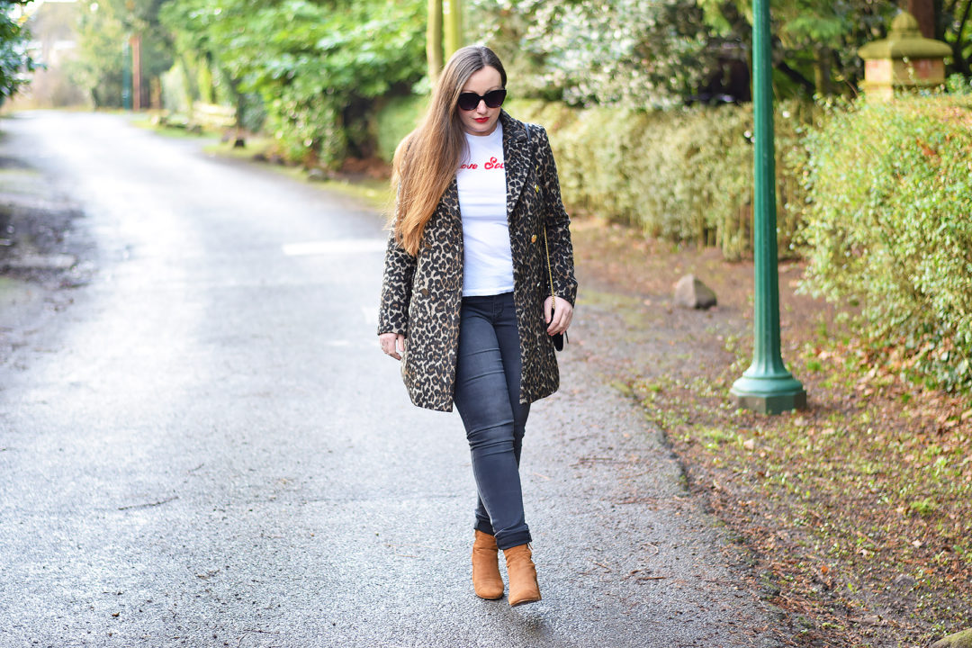 Ganni Top and leopard print coat outfit