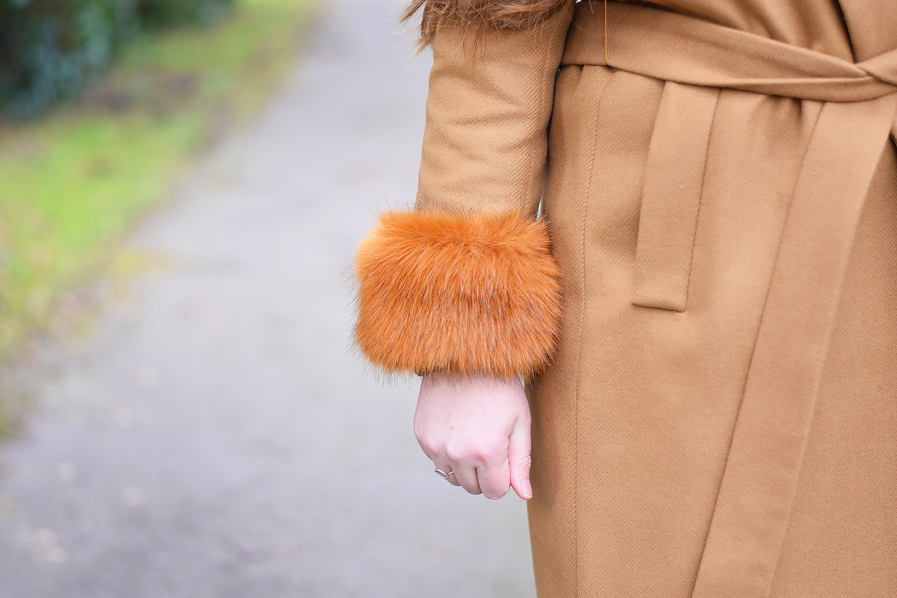 Zara Coat with orange faux fur sleeves