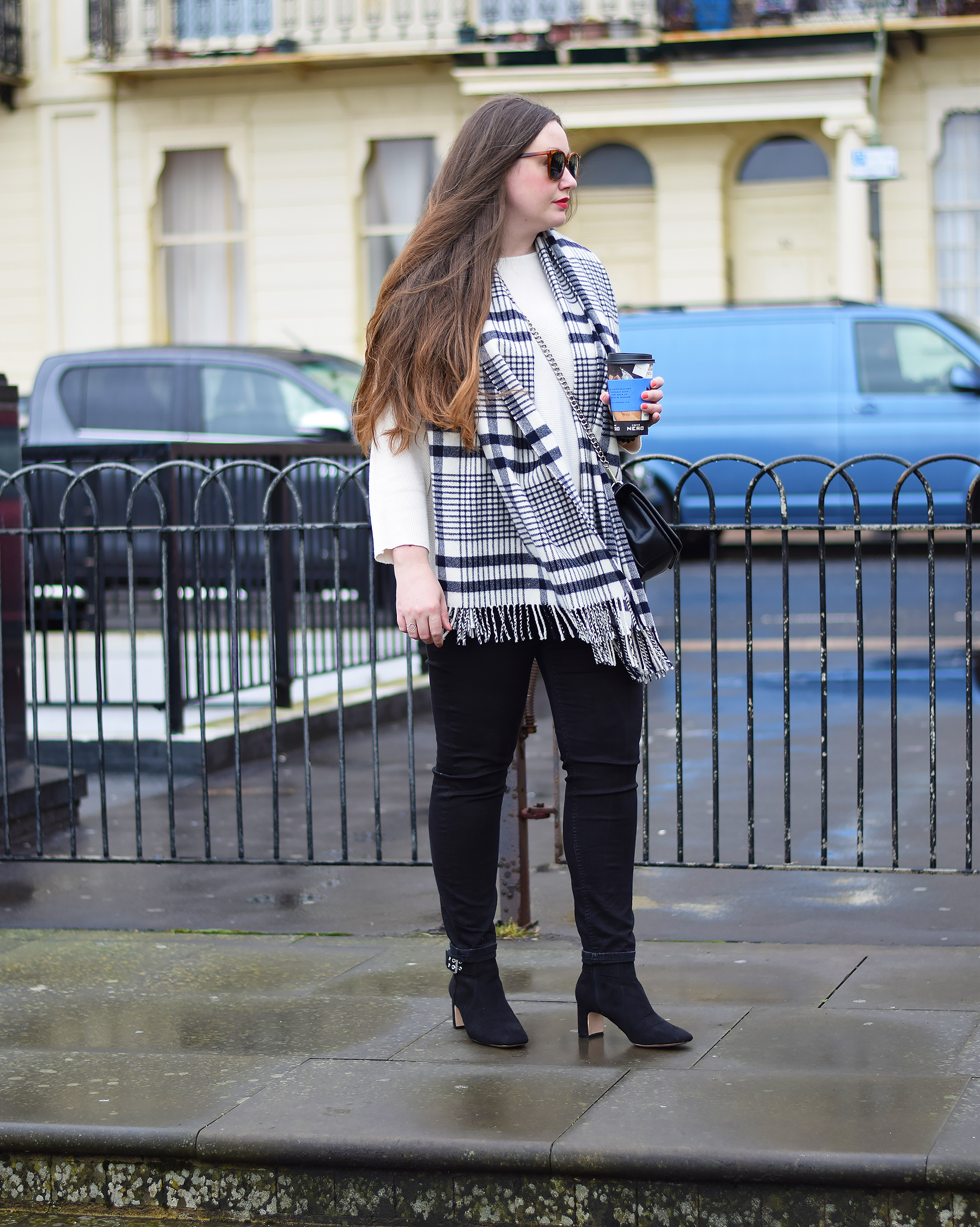 large checked scarf outfit ideas