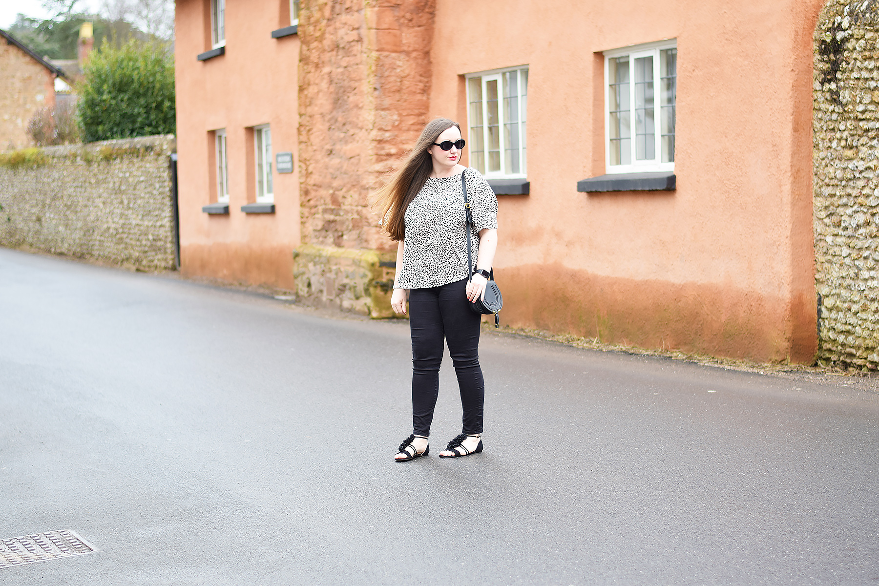 Leopard Print Top And Black Sandals Outfit JacquardFlower