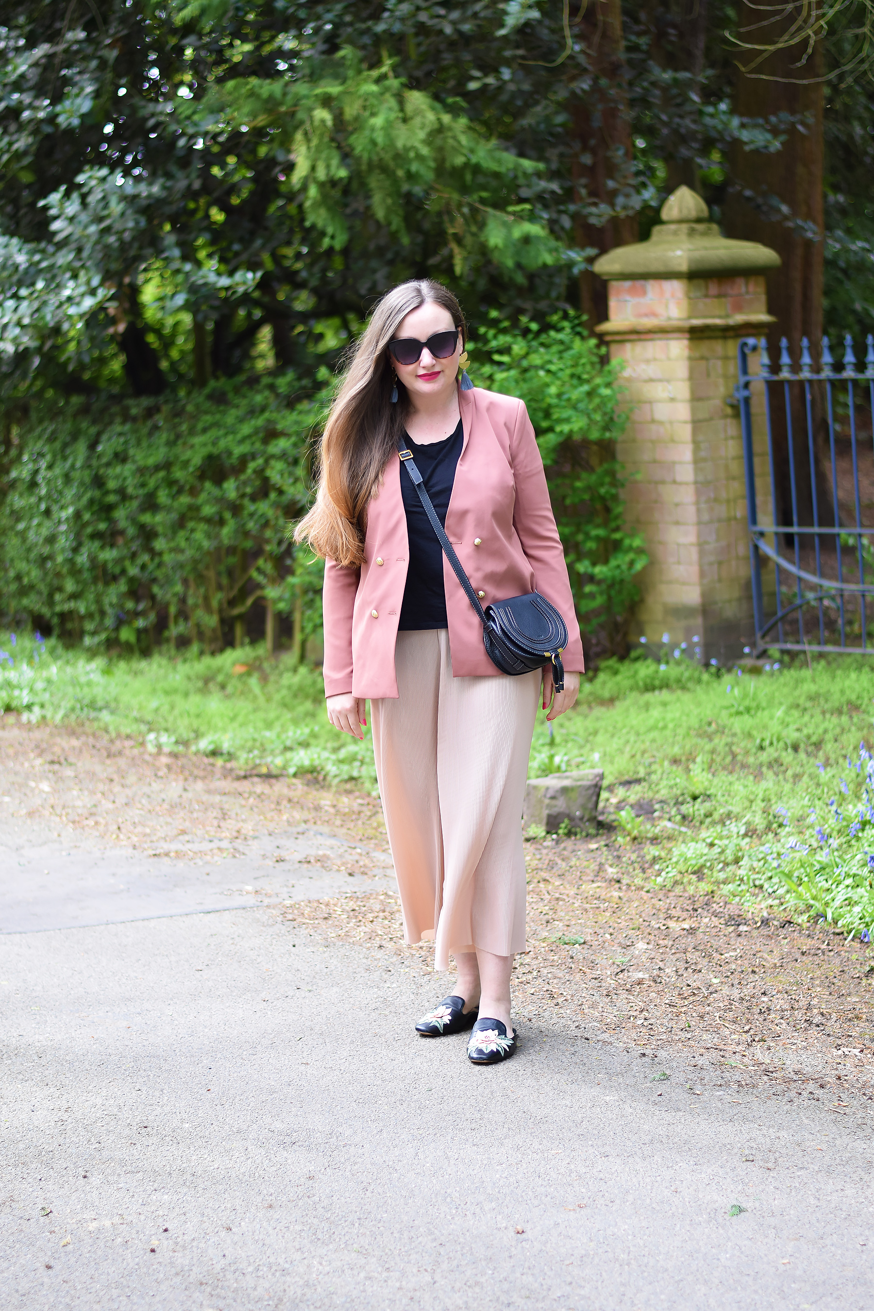 zara green pleated trousers