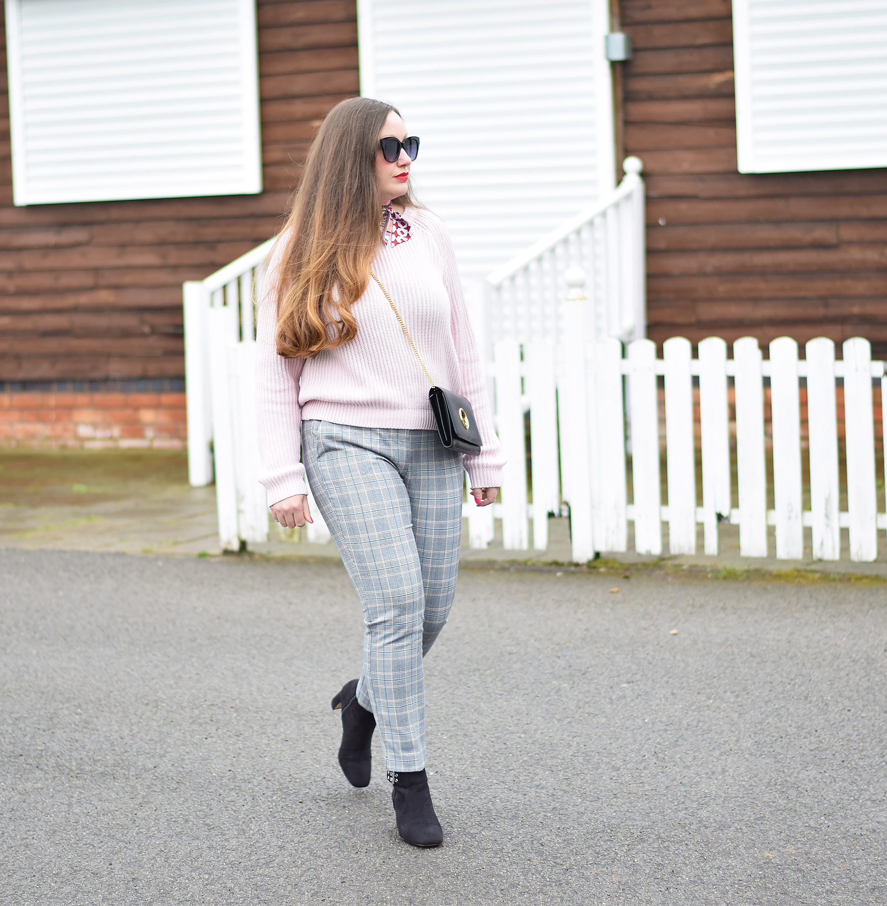Checked Trousers Outfit JacquardFlower