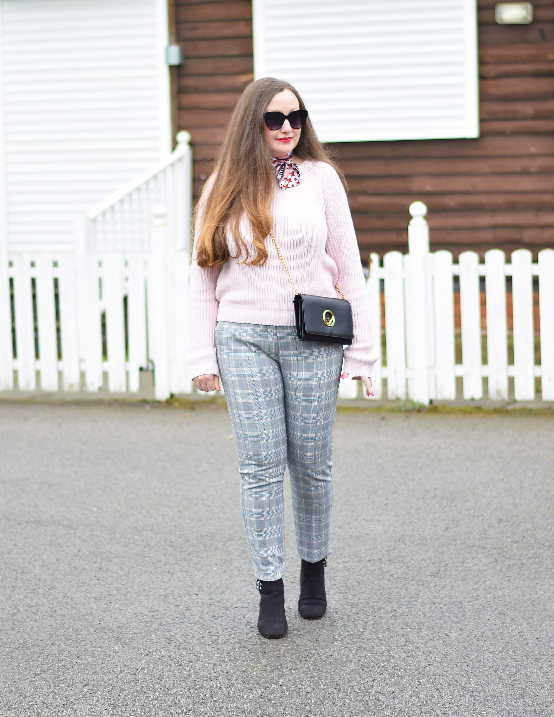 Zara checked trousers outfit