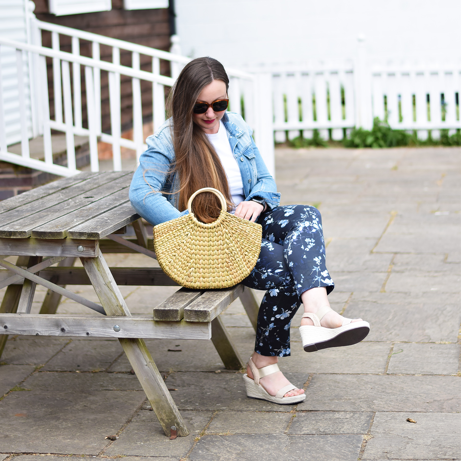 Floral Trousers and Wedge Sandals Outfit – JacquardFlower