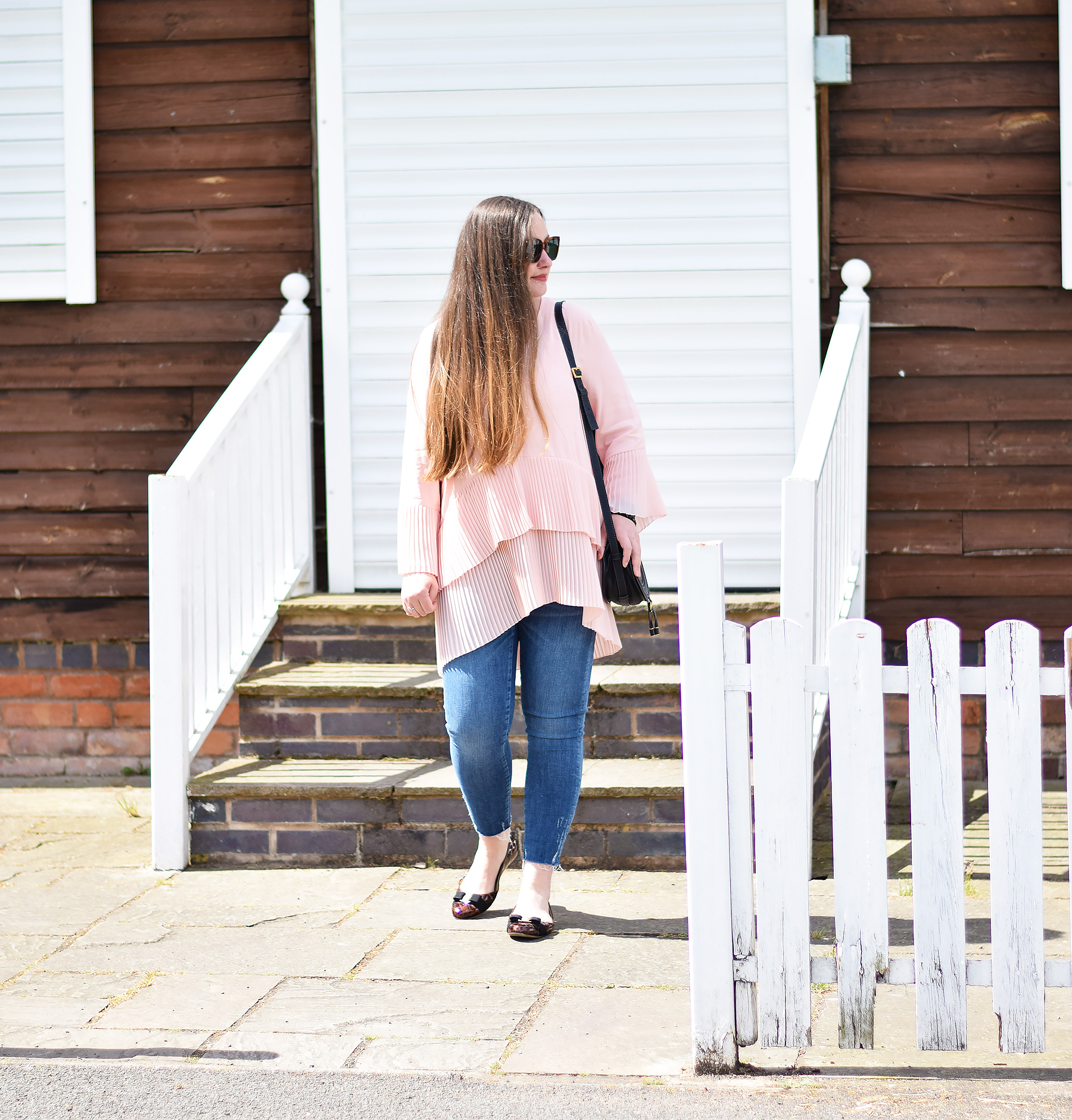 contrasting pleated blouse