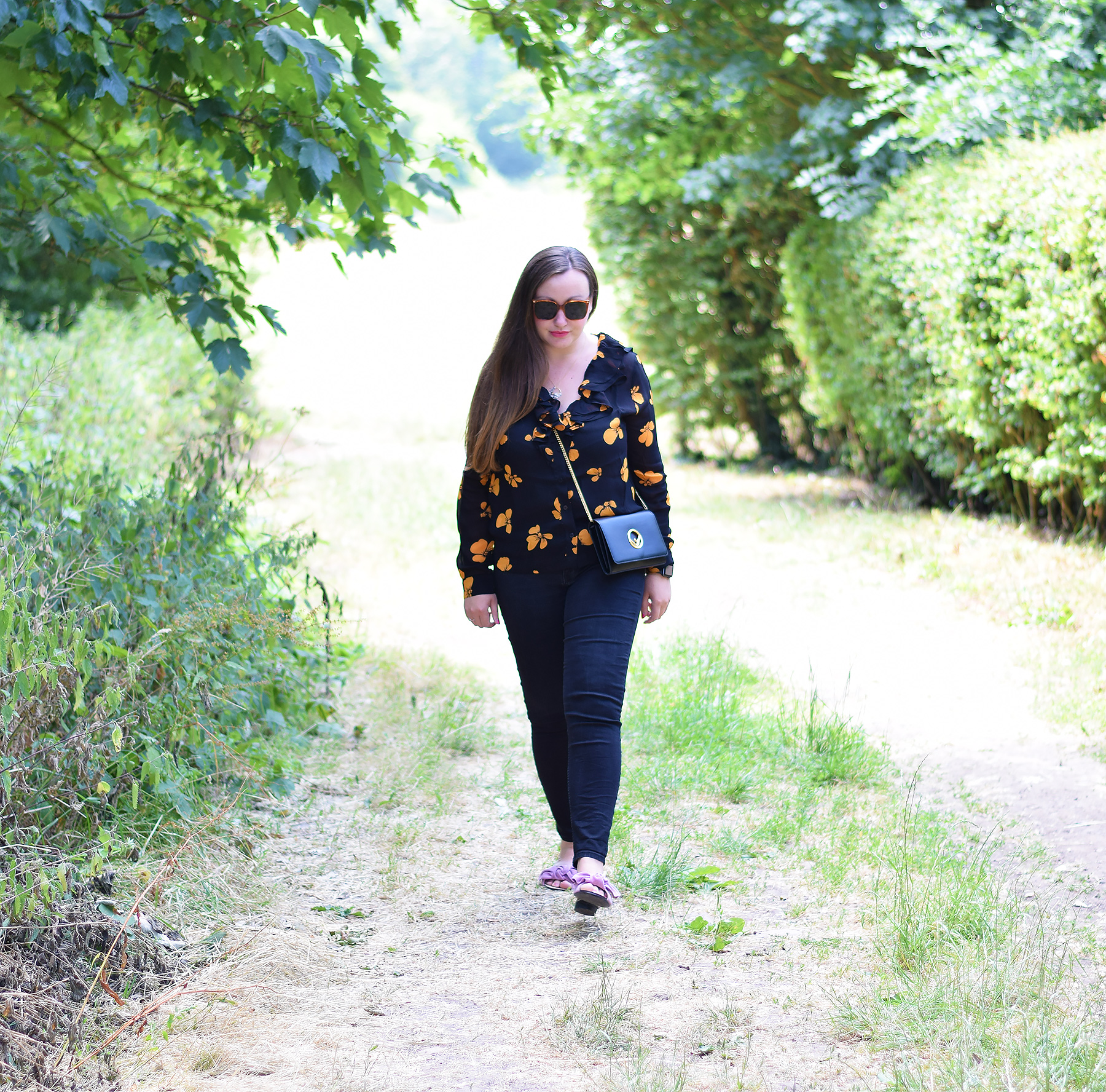 Orange and Black Floral Print Blouse Outfit – JacquardFlower