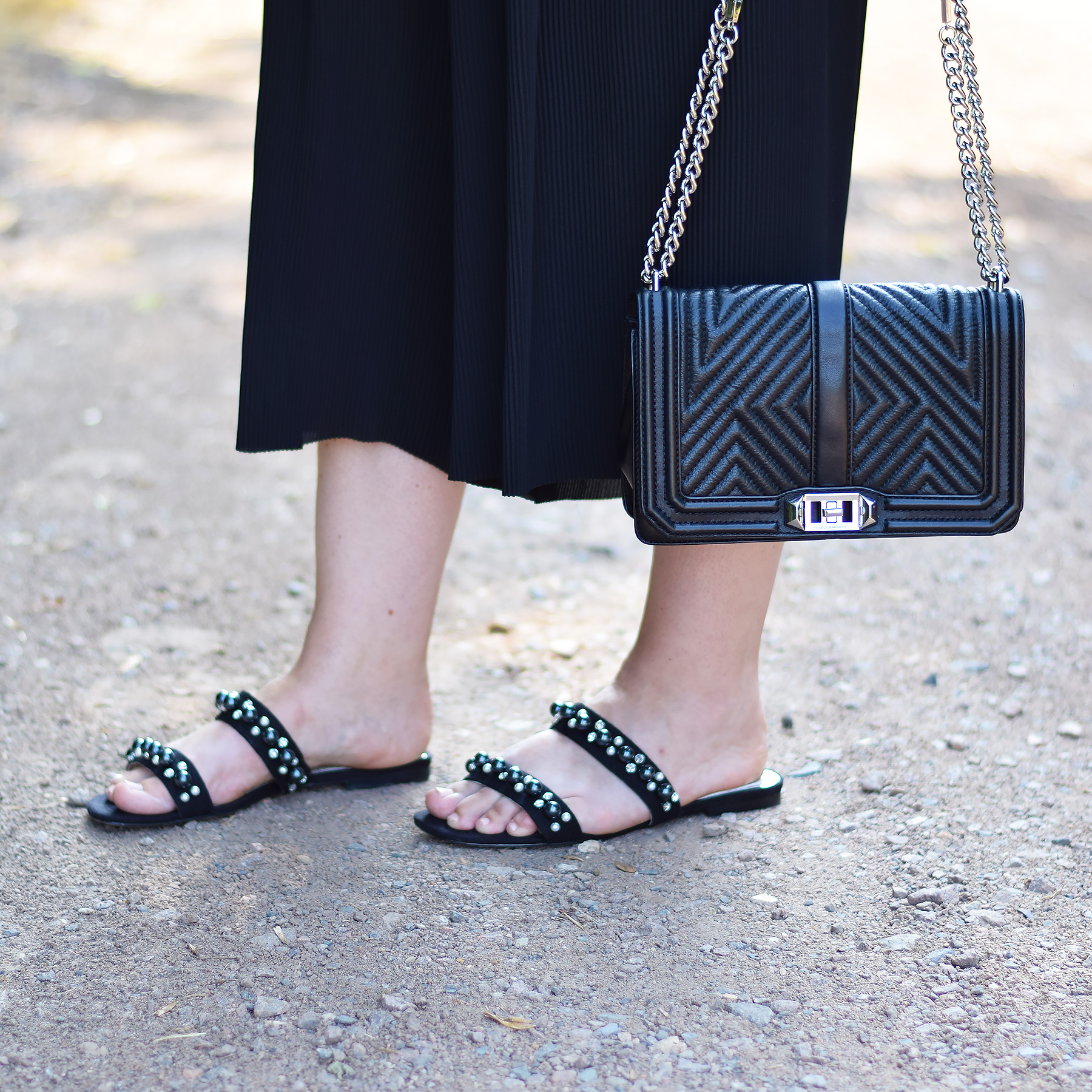 Zara Flat Sandals With Pearl Beads