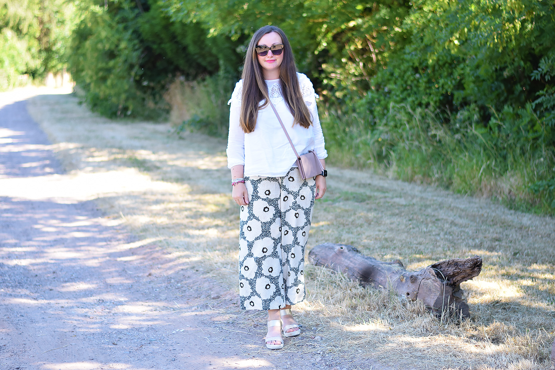 Floral Print Culottes Outfit