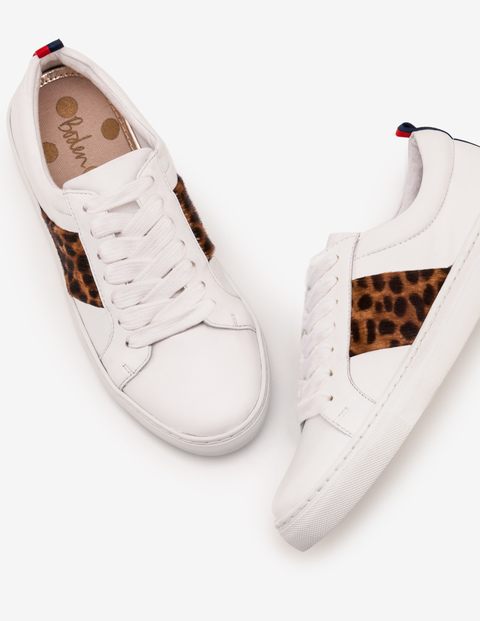 Boden Classic Trainers White and Leopard Print