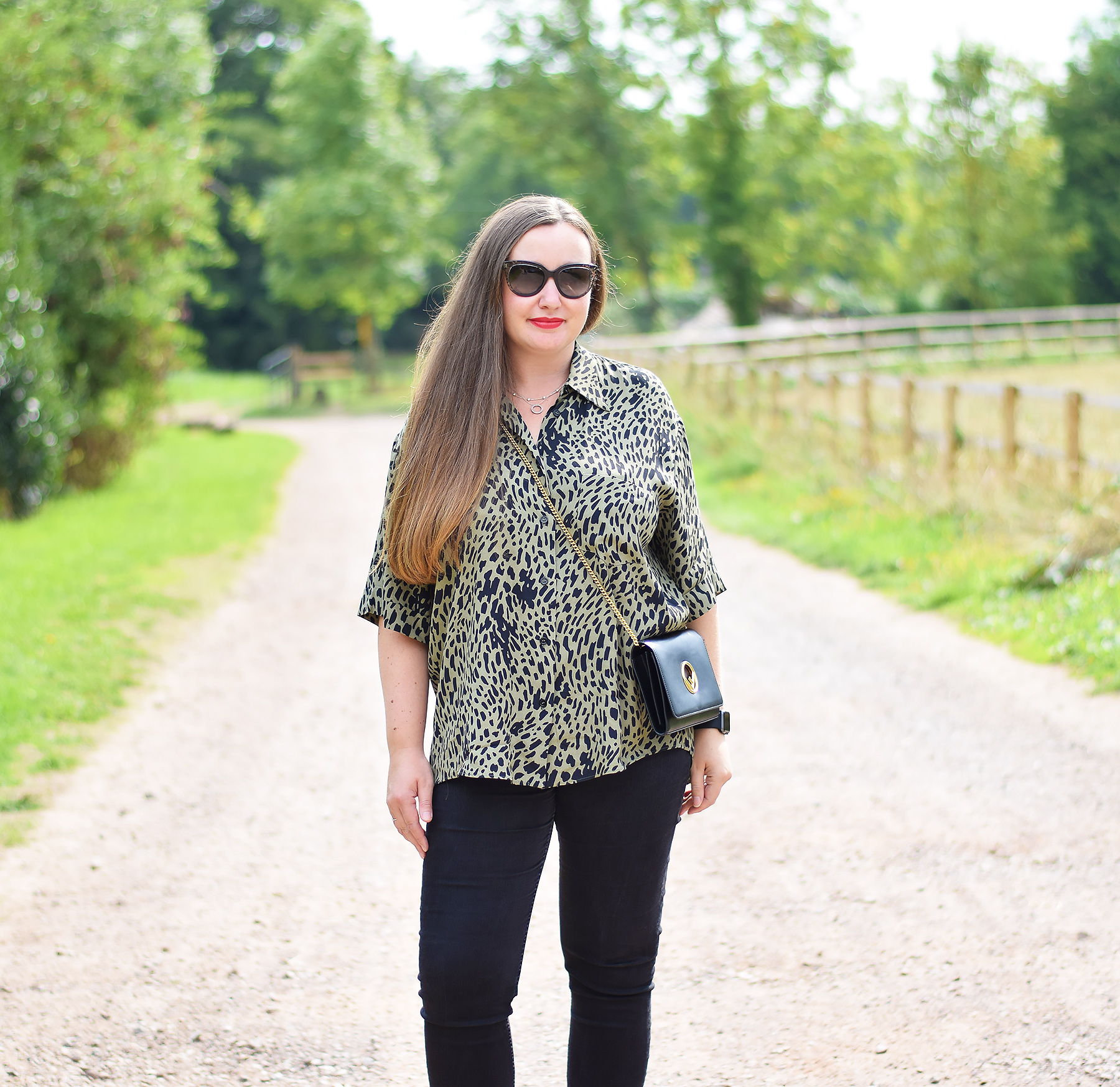 zara green leopard print shirt