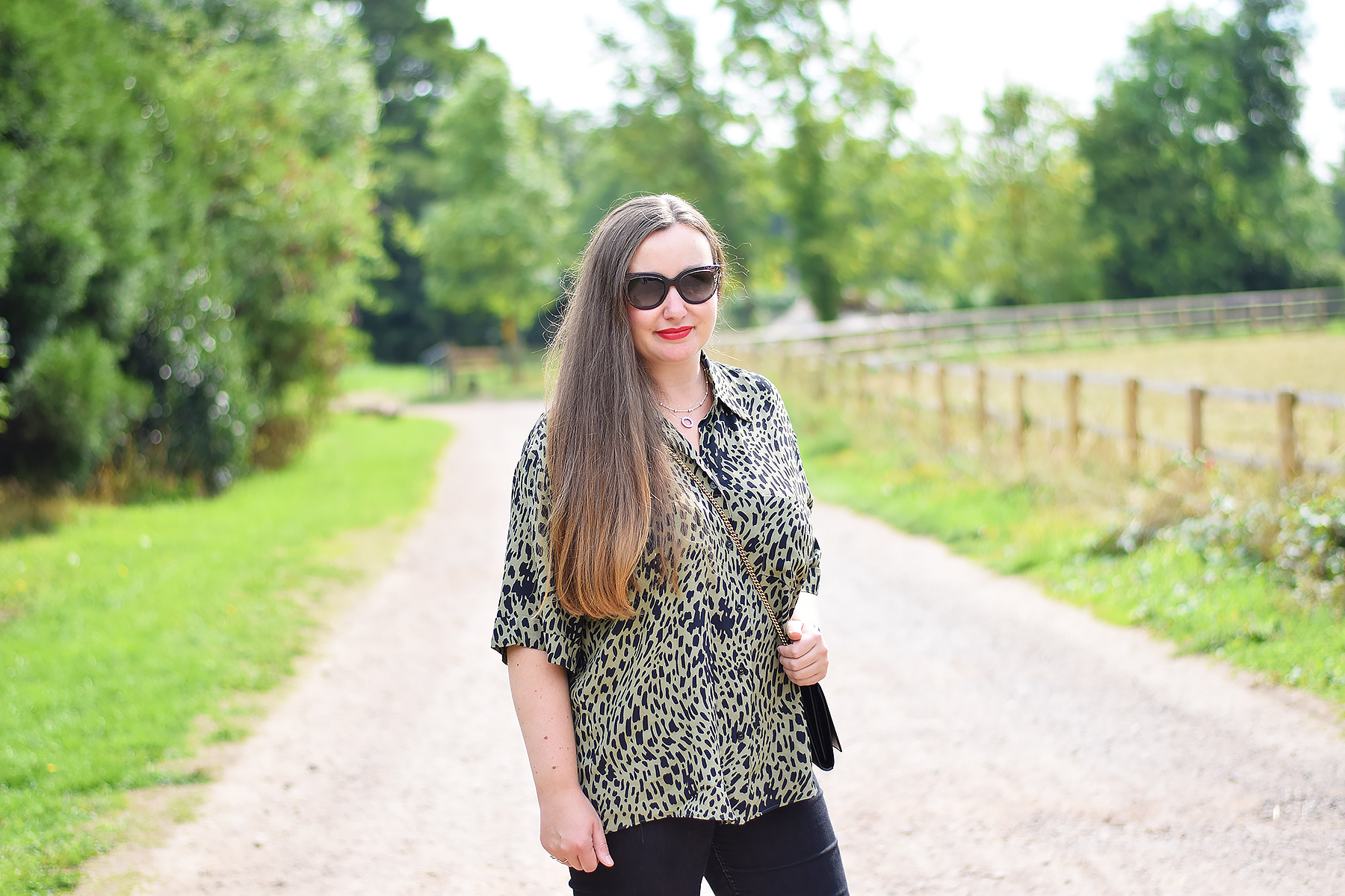 zara green leopard print shirt