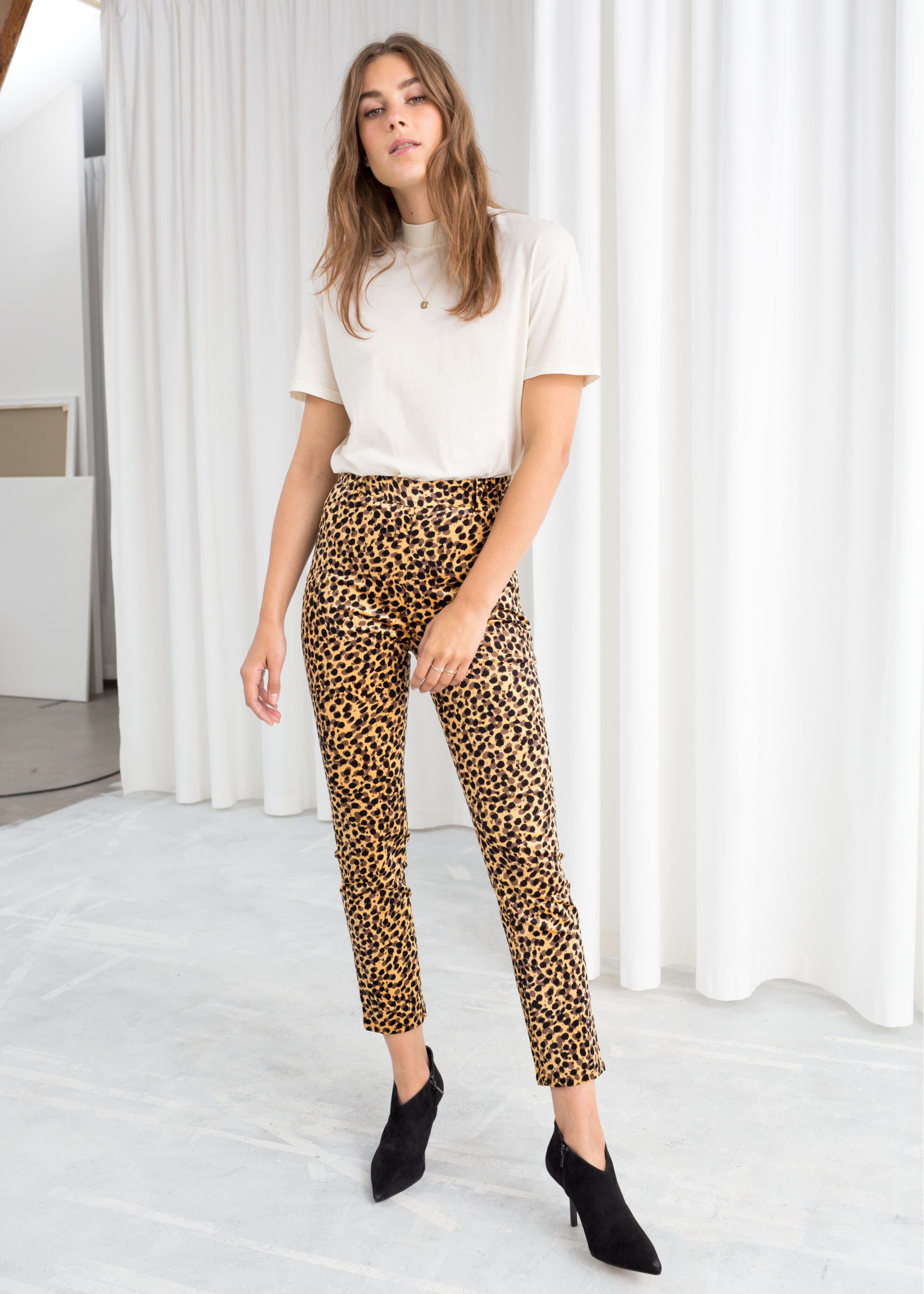& Other Stories Corduroy Leopard Print Trousers