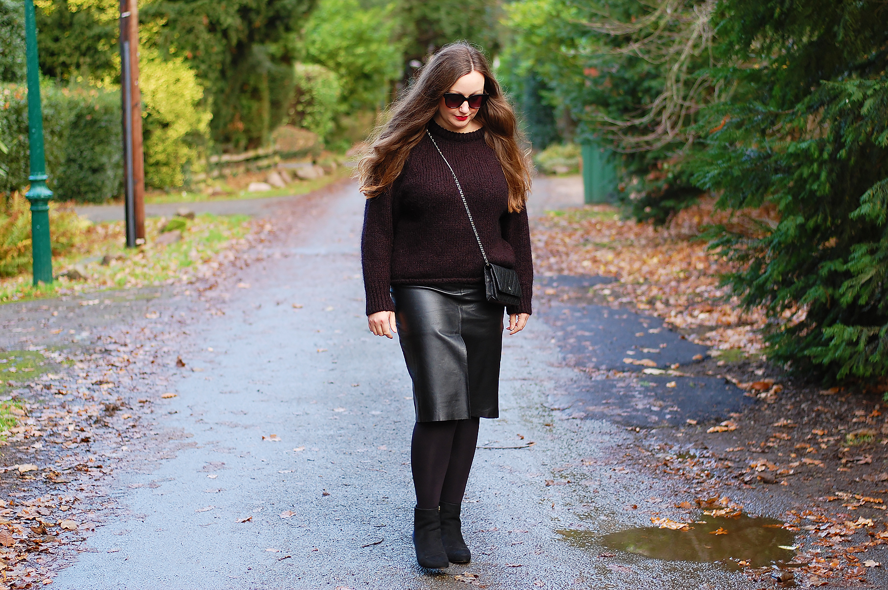 AW18 Outfits Leather Midi Skirt
