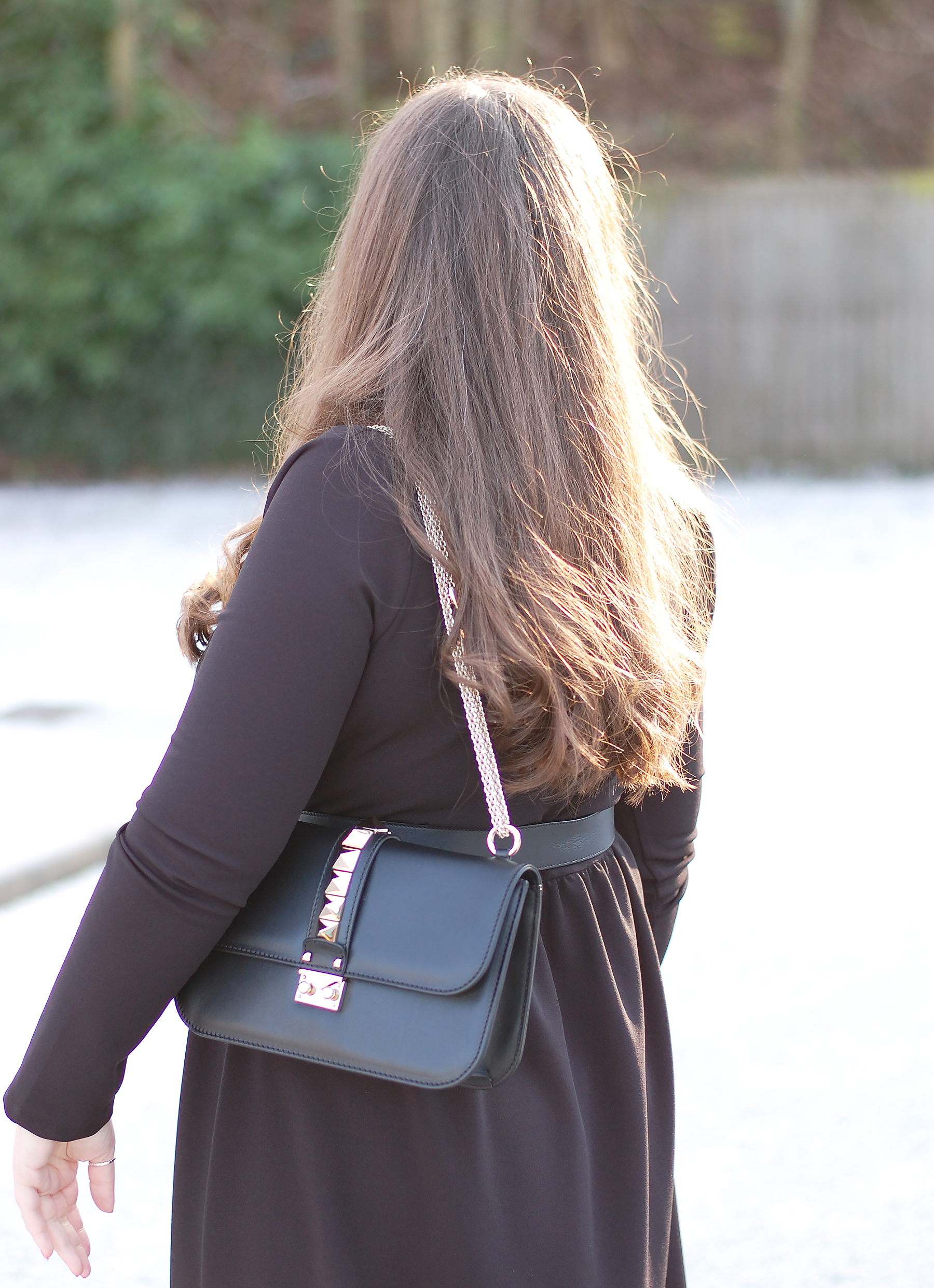 Valentino Glam Lock Medium Handbag in Black
