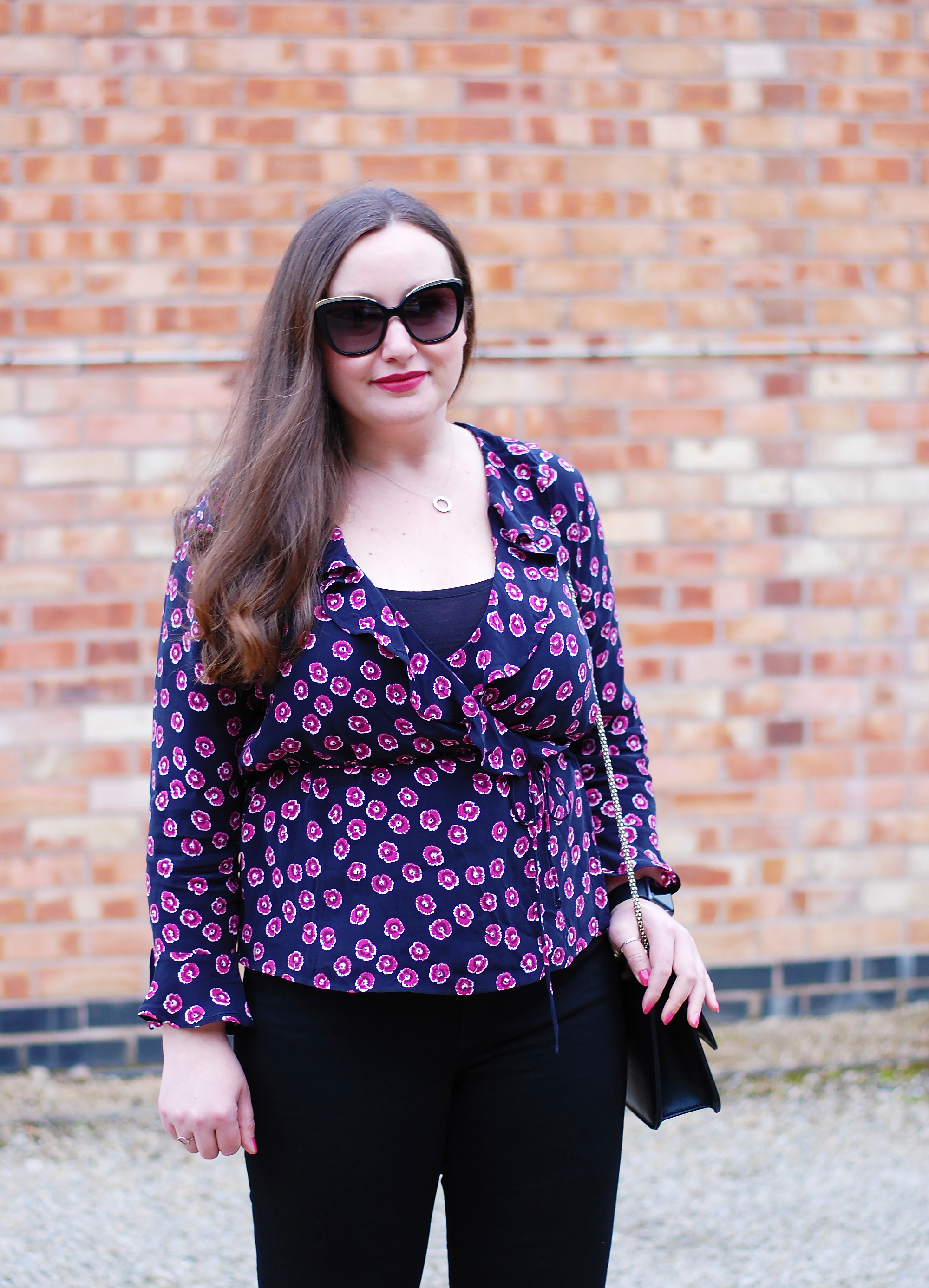 Floral Wrap Blouse Outfit JacquardFlower