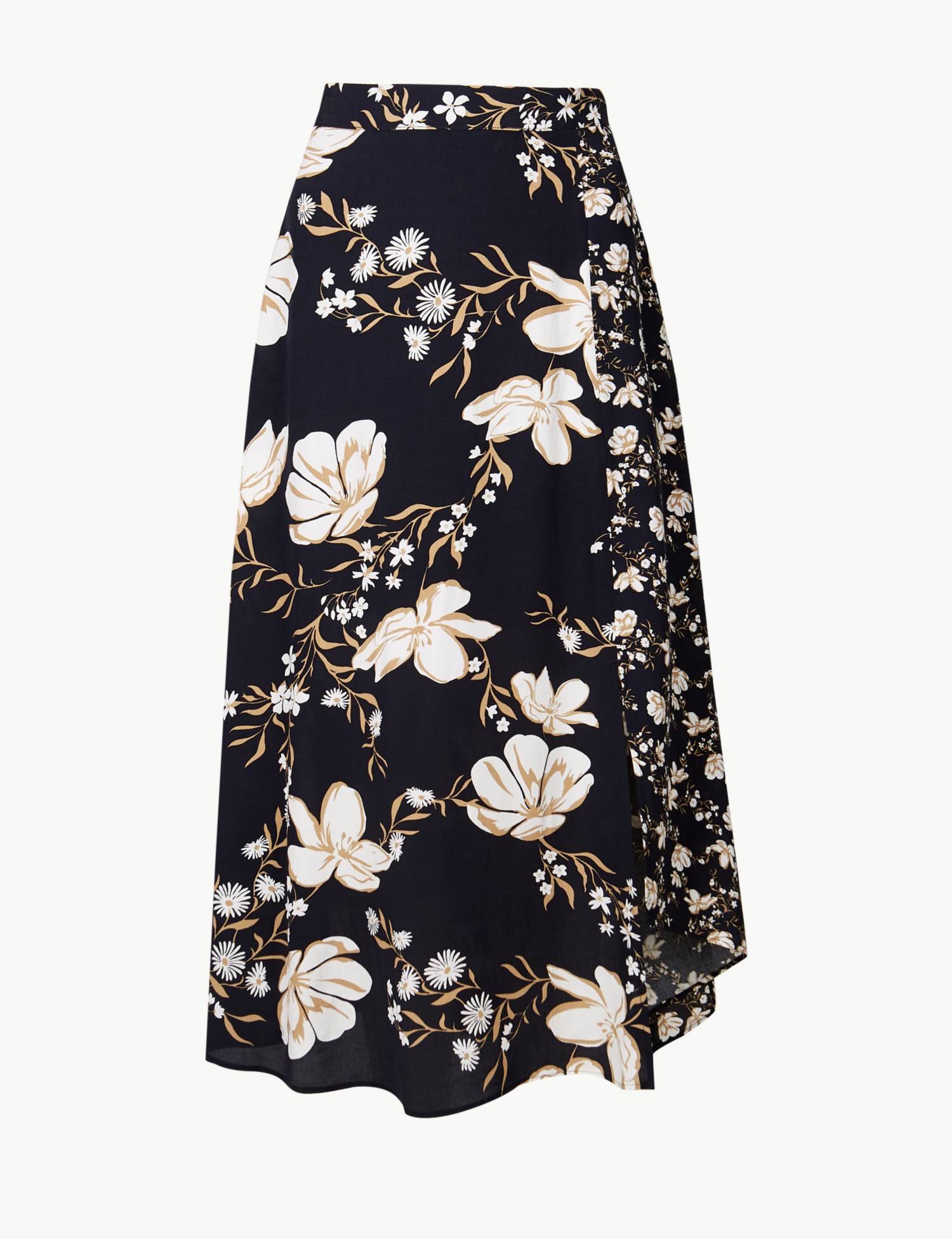 M&S Floral Print Asymmetric Skirt