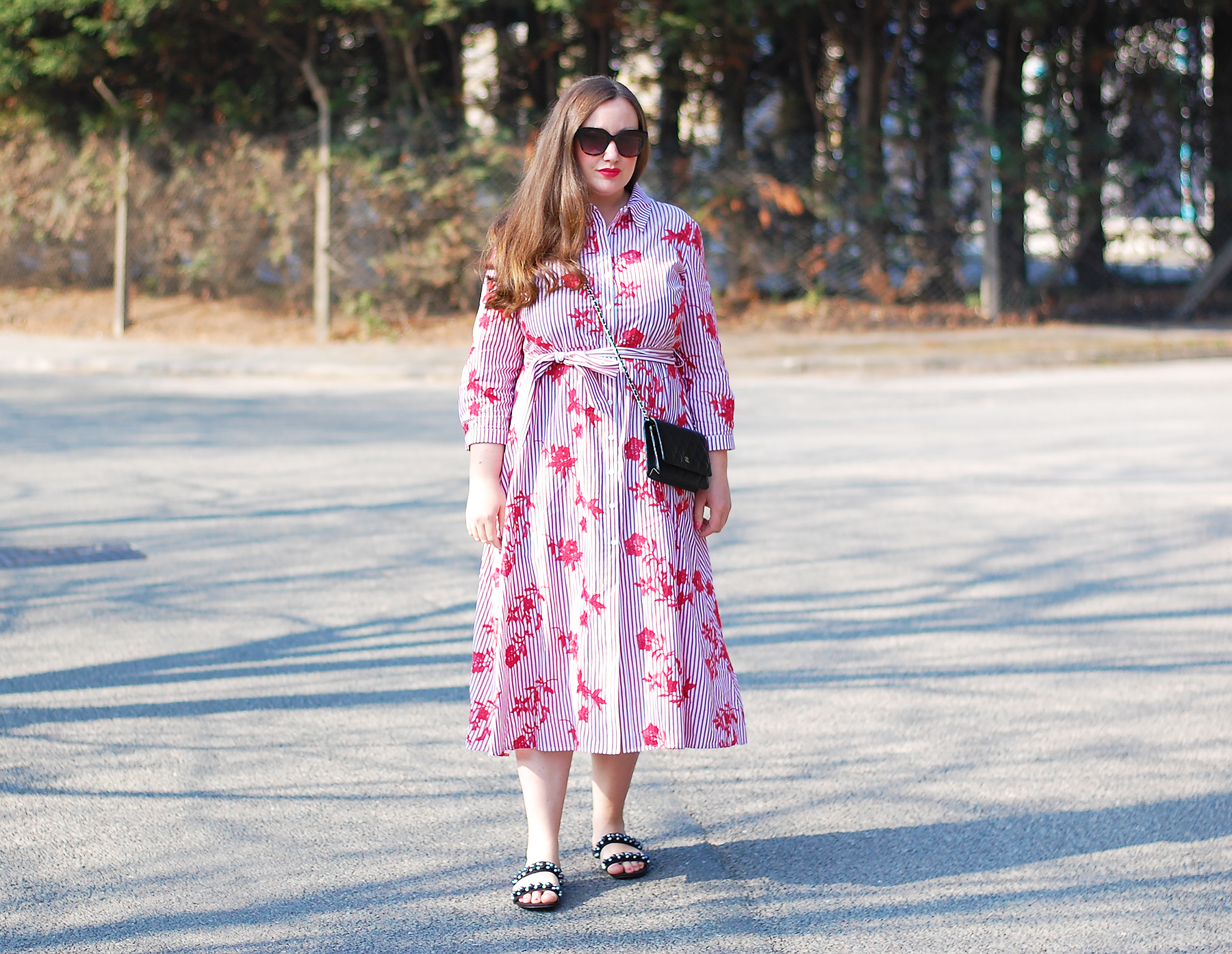 zara red and white striped dress