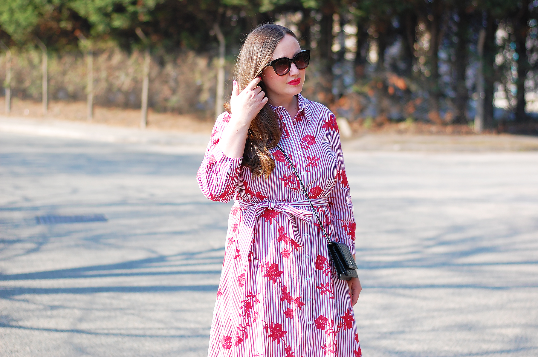 zara striped embroidered tunic dress