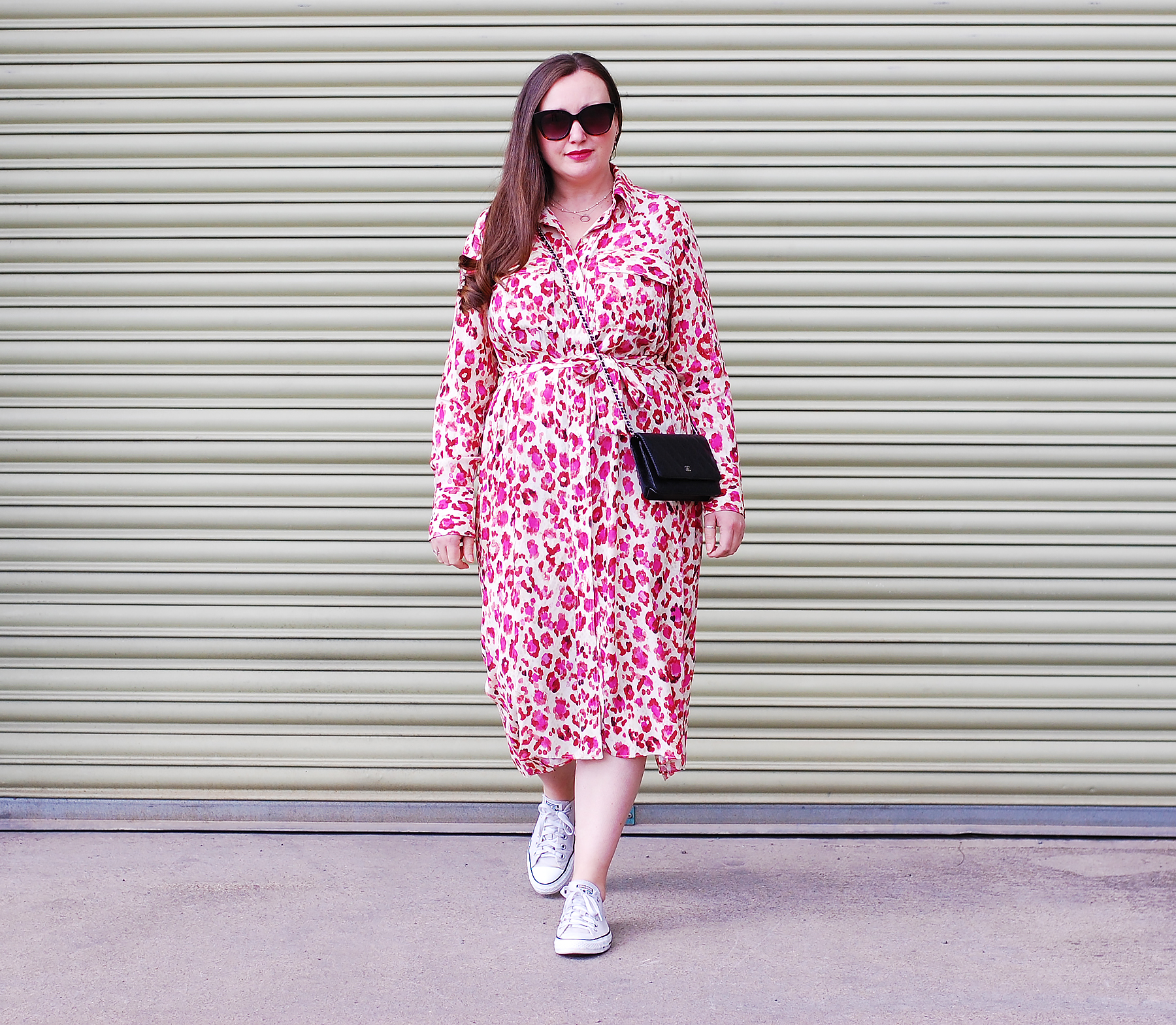 Mango Pink Animal Print Shirt Dress