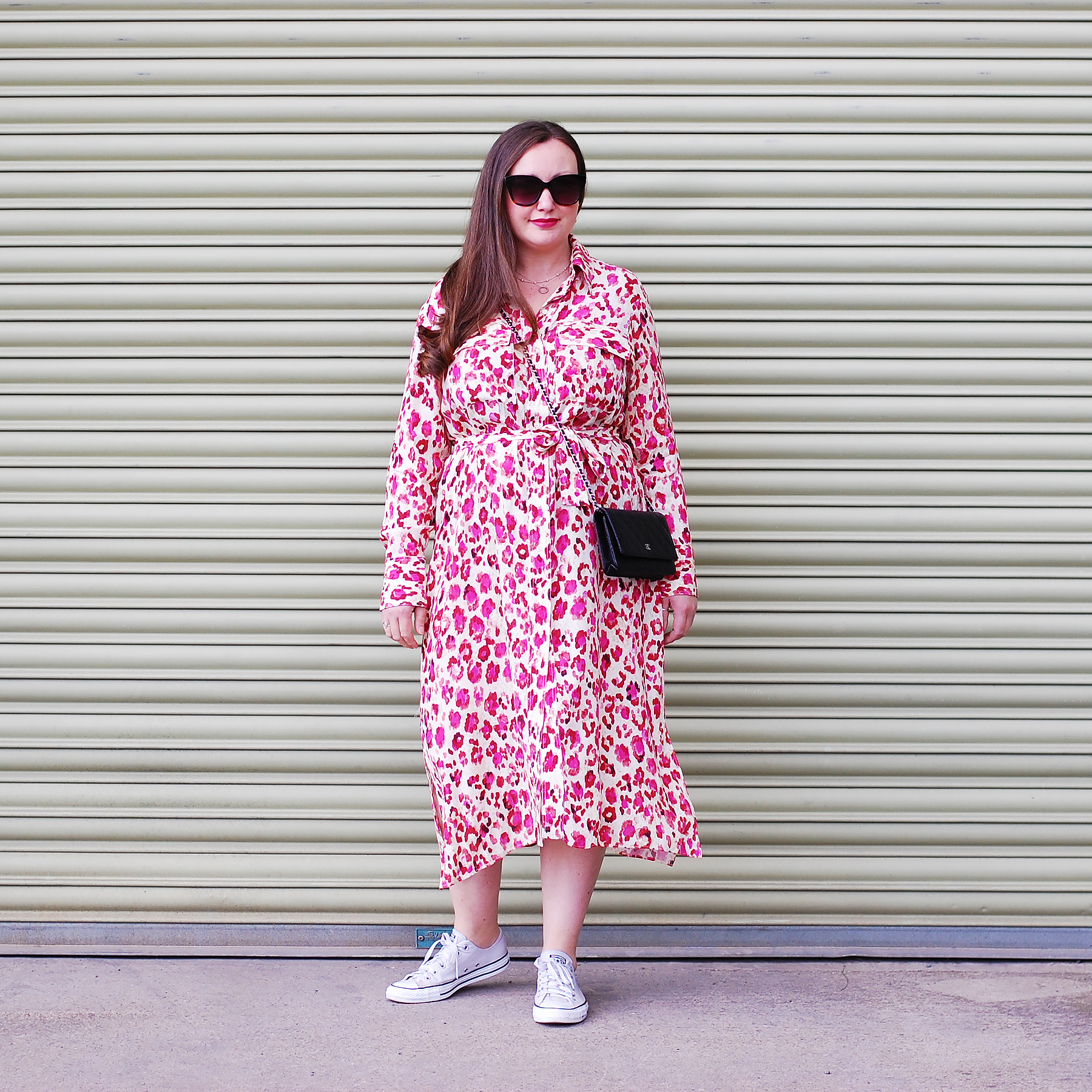 Mango Pink Animal Print Midi dress Outfit