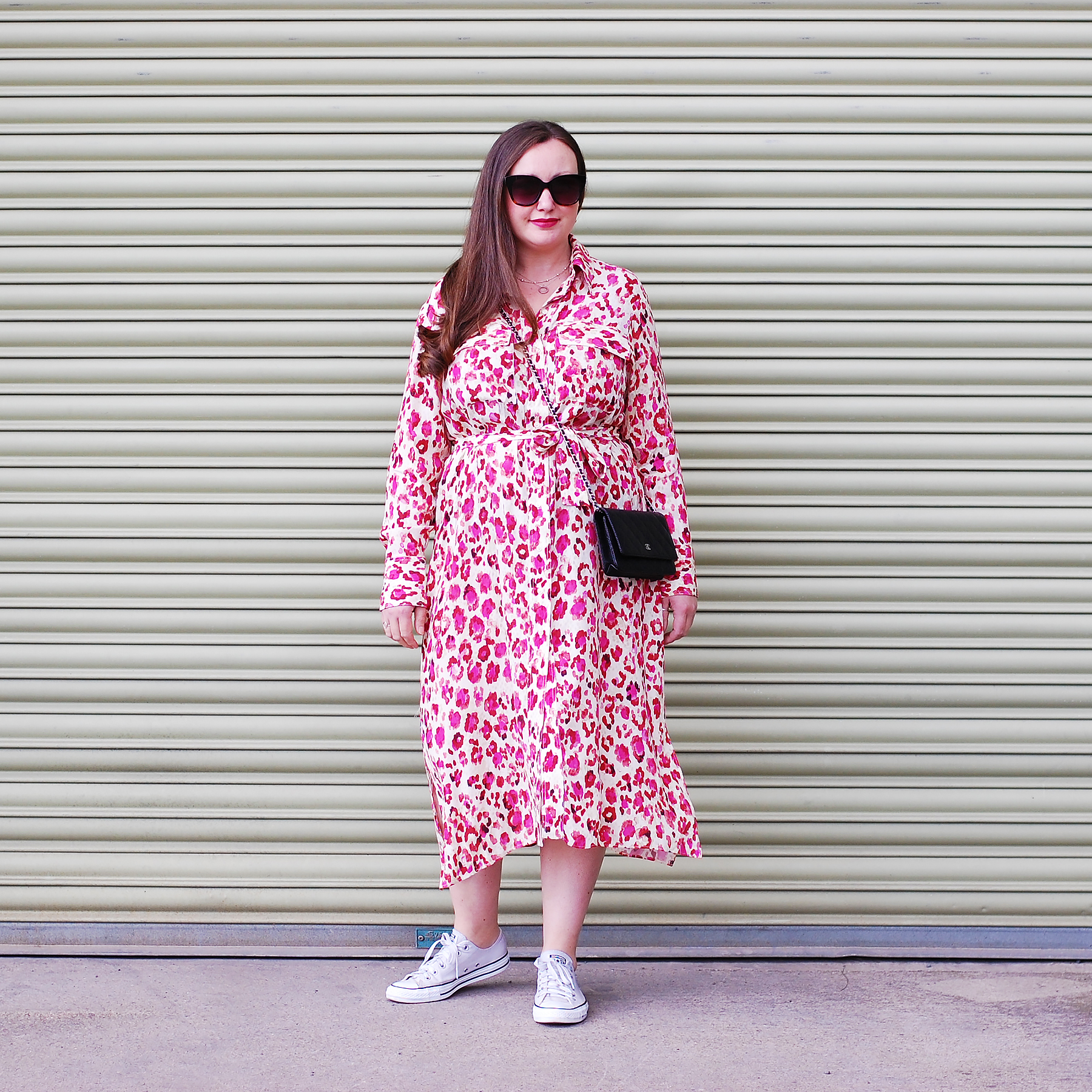 pink leopard print shirt dress