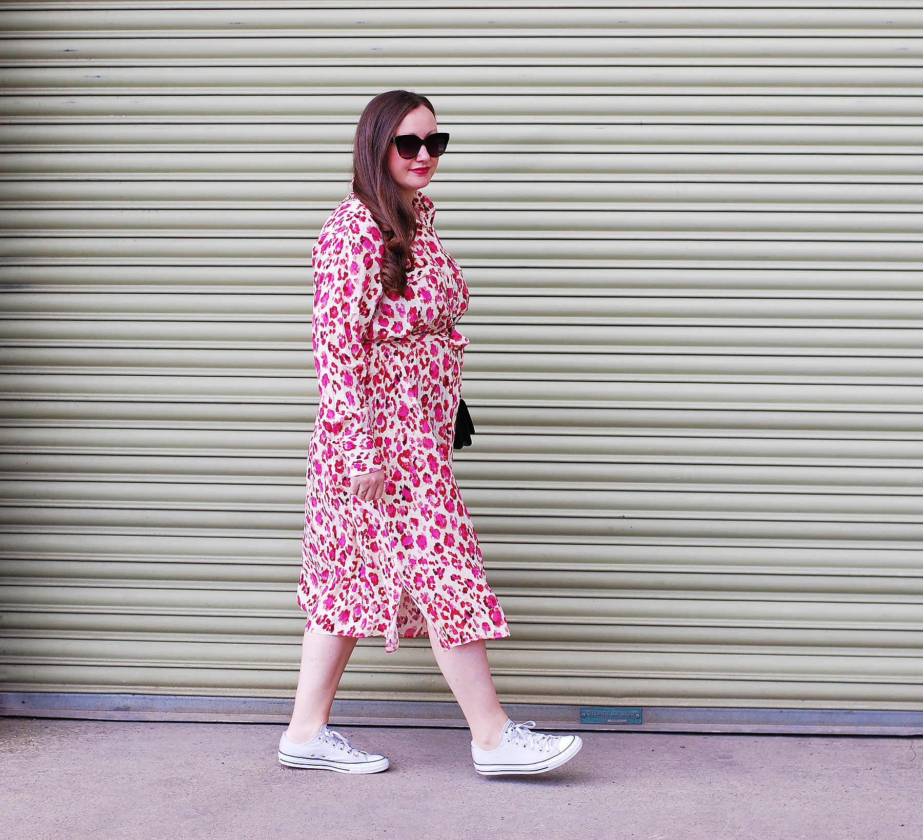 Pink Animal Print Shirt Dress